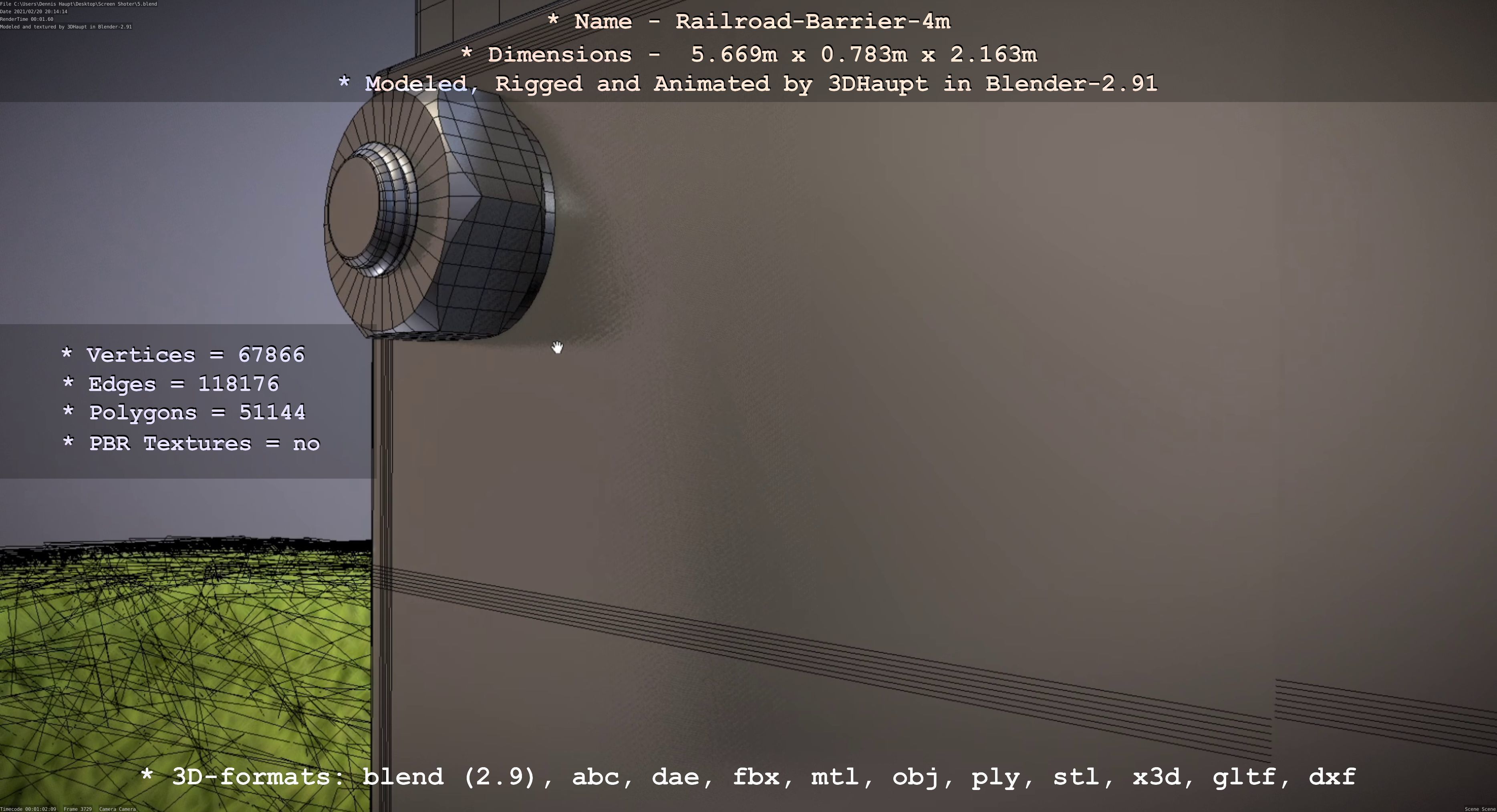 Railroad Barrier 4m High-Poly 3D model_81