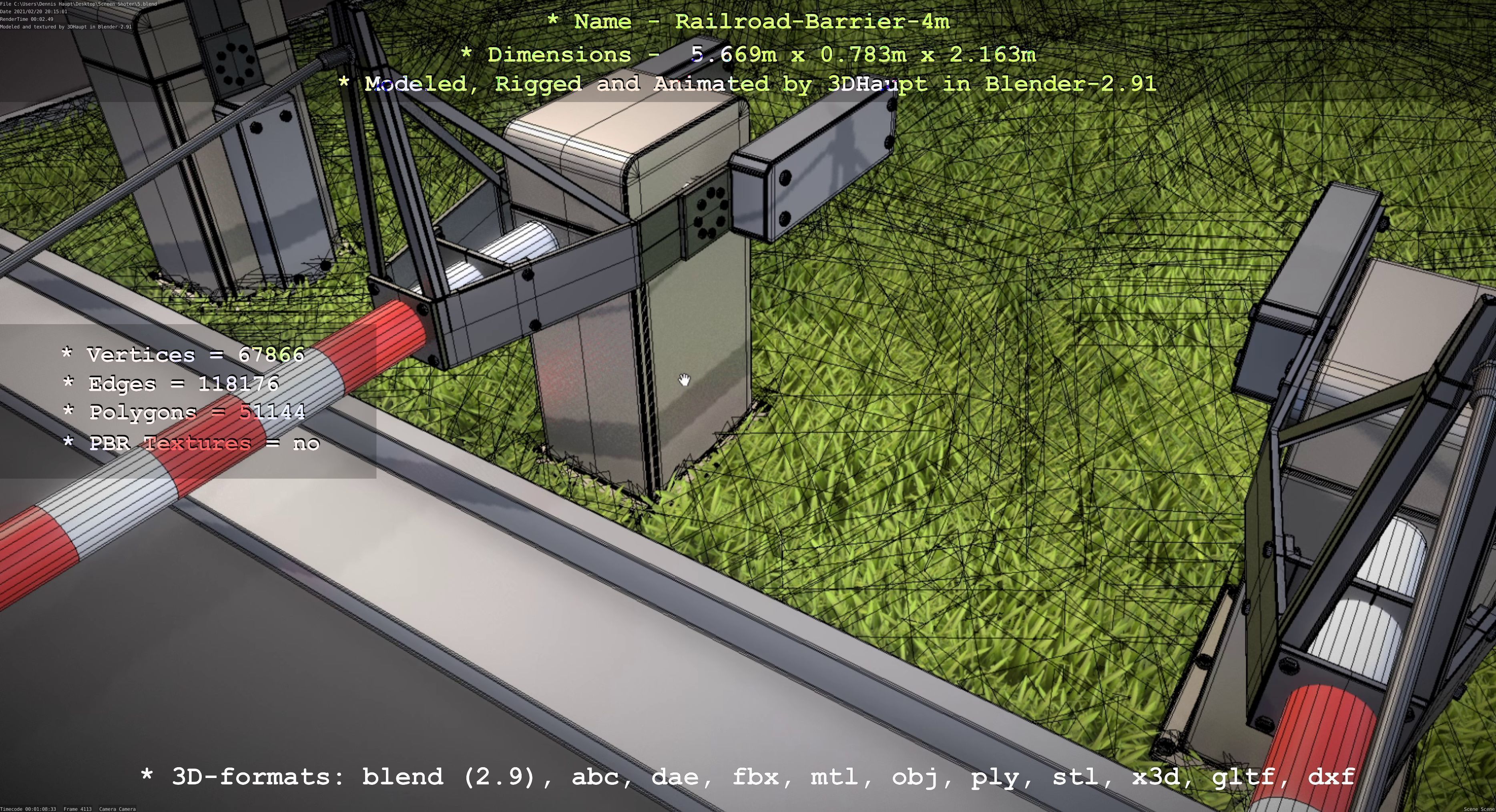 Railroad Barrier 4m High-Poly 3D model_22