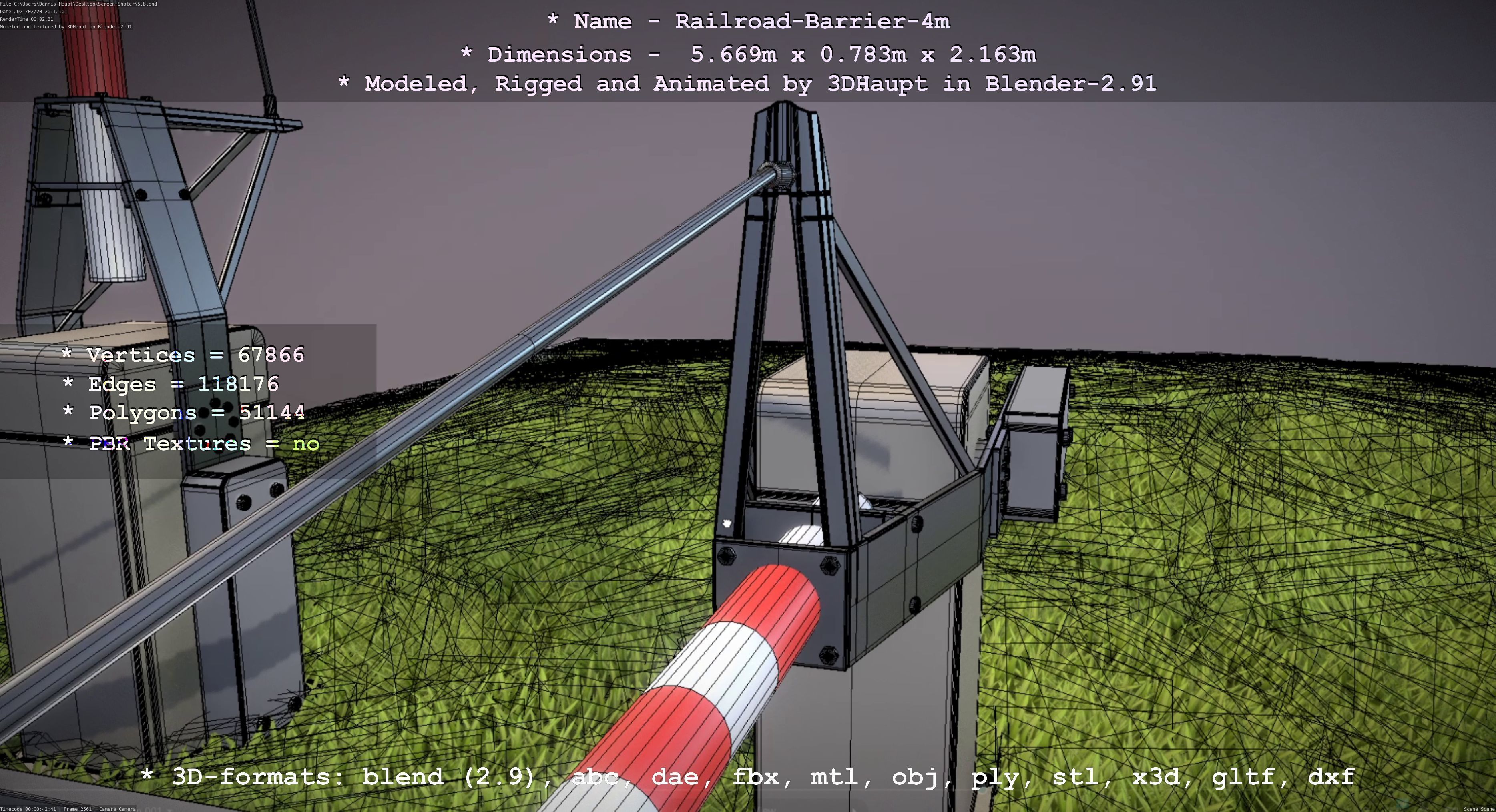 Railroad Barrier 4m High-Poly 3D model_11