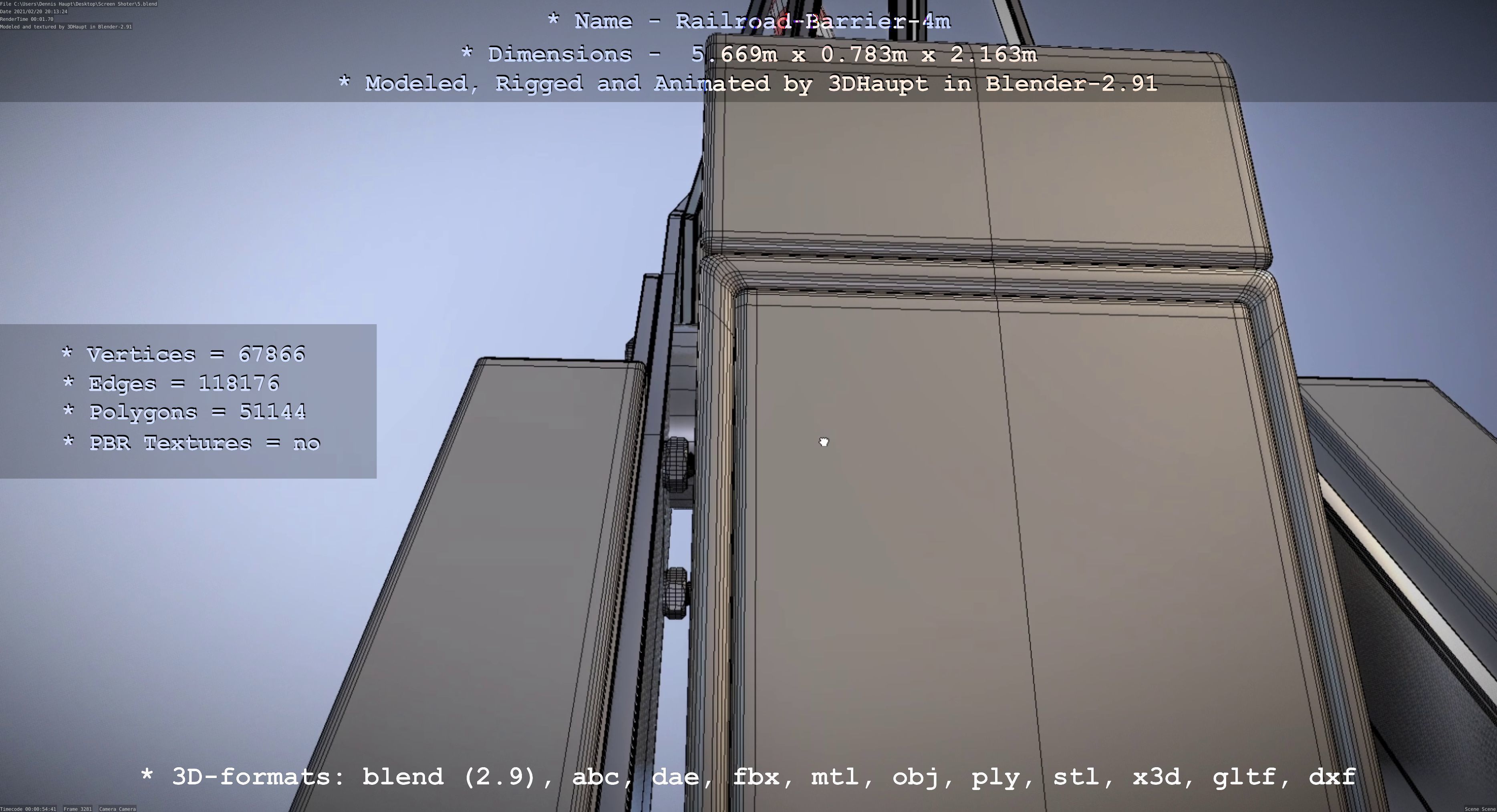 Railroad Barrier 4m High-Poly 3D model_66