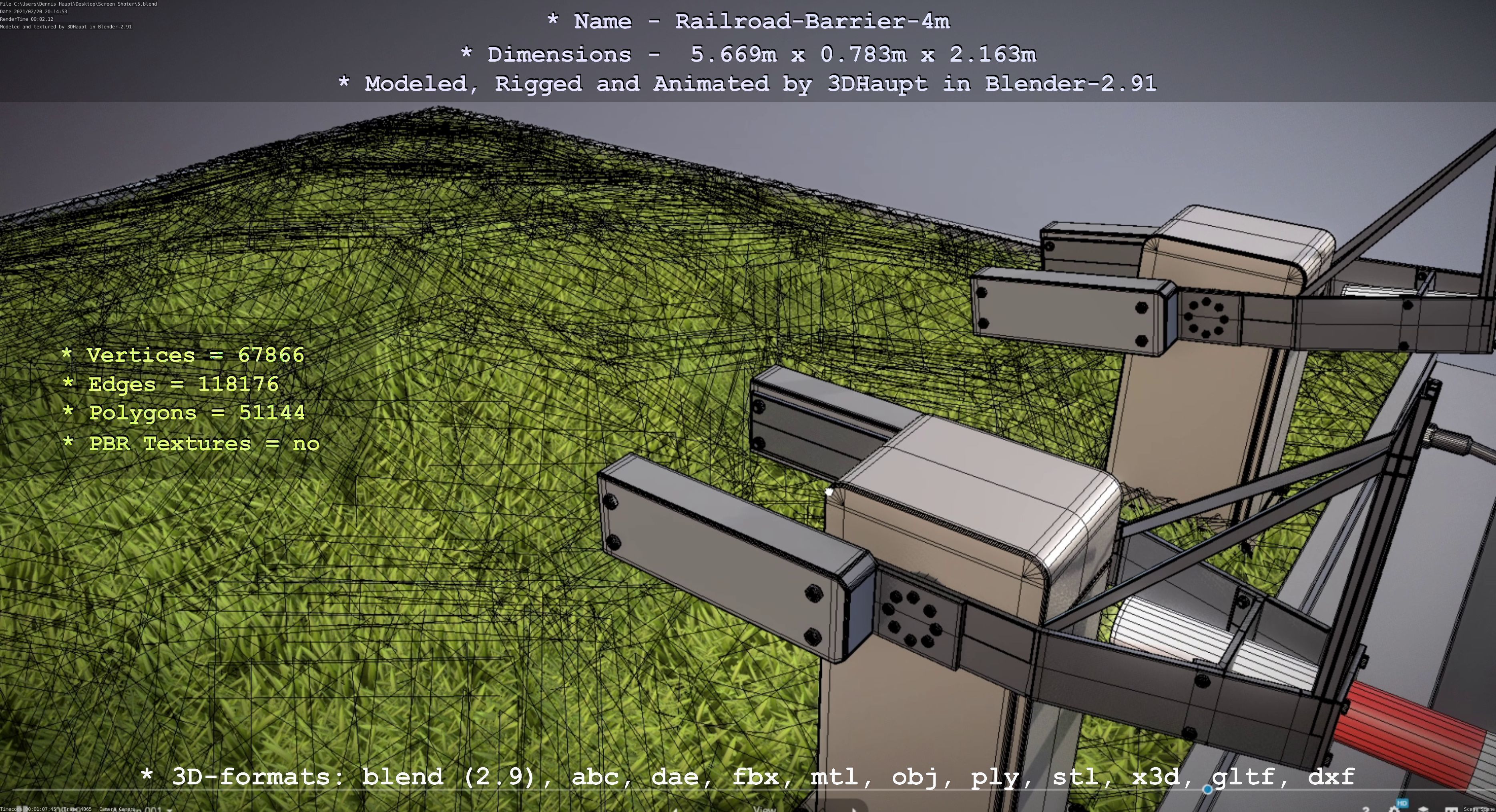 Railroad Barrier 4m High-Poly 3D model_100