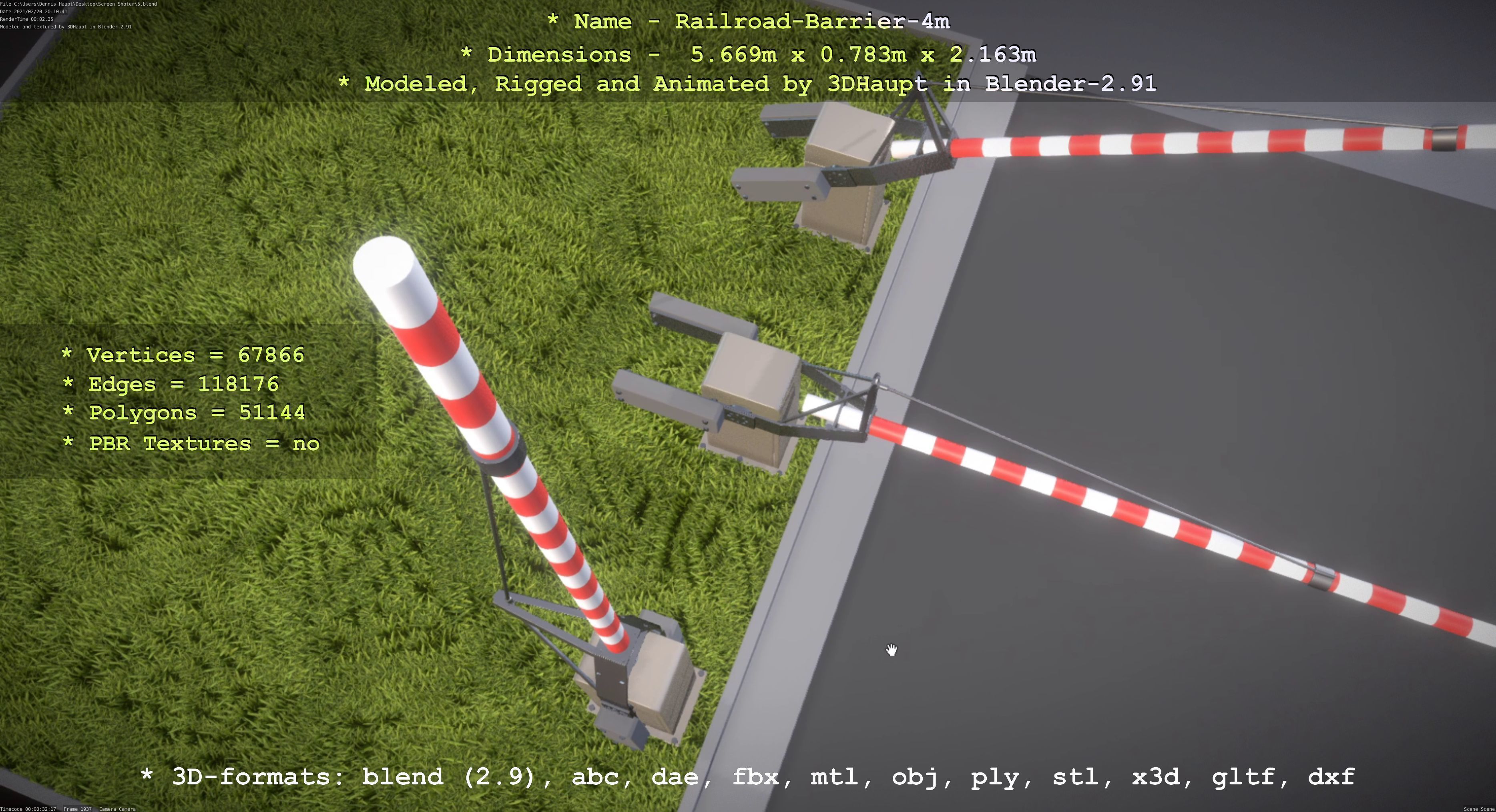 Railroad Barrier 4m High-Poly 3D model_48