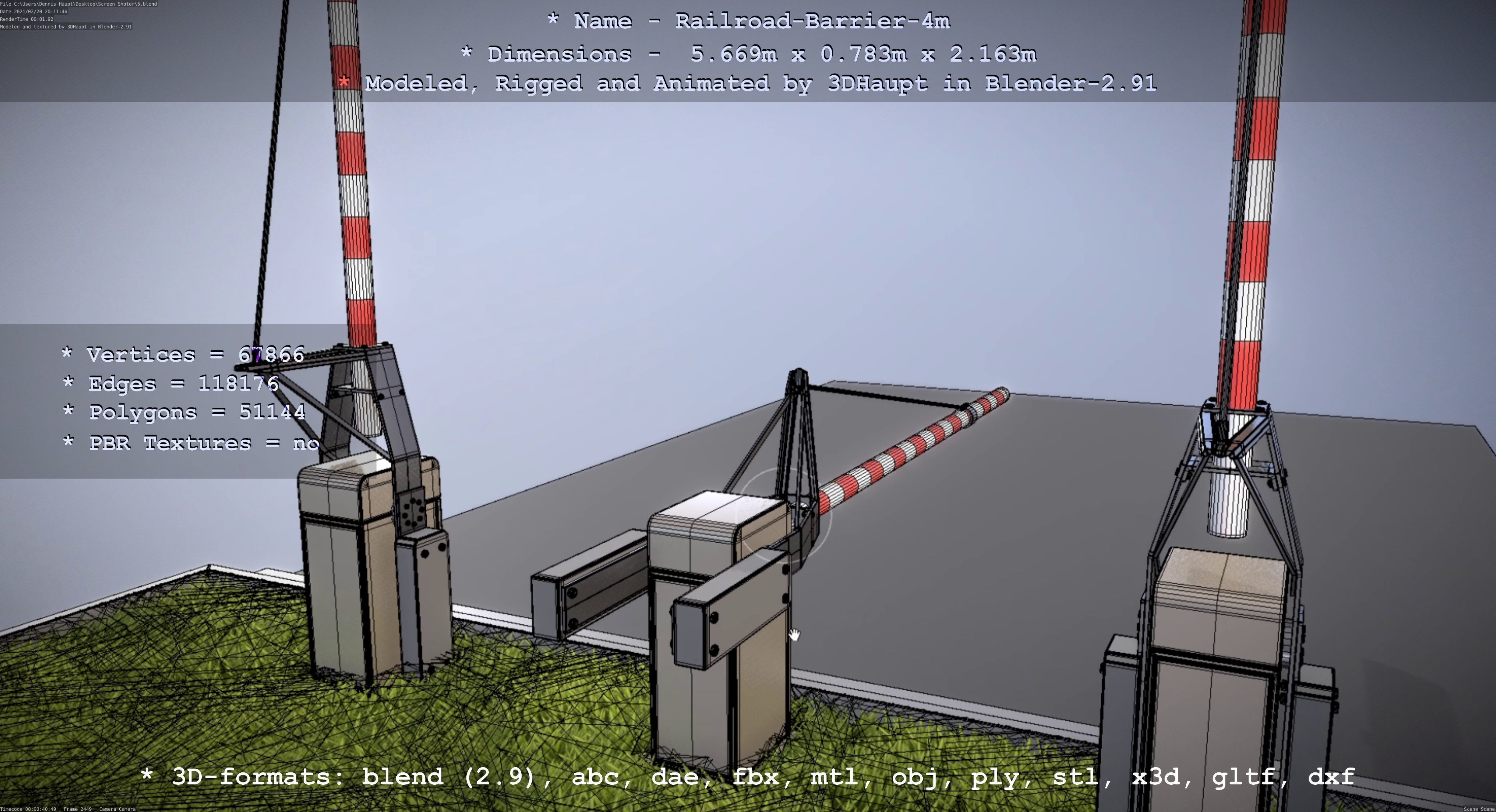 Railroad Barrier 4m High-Poly 3D model_60