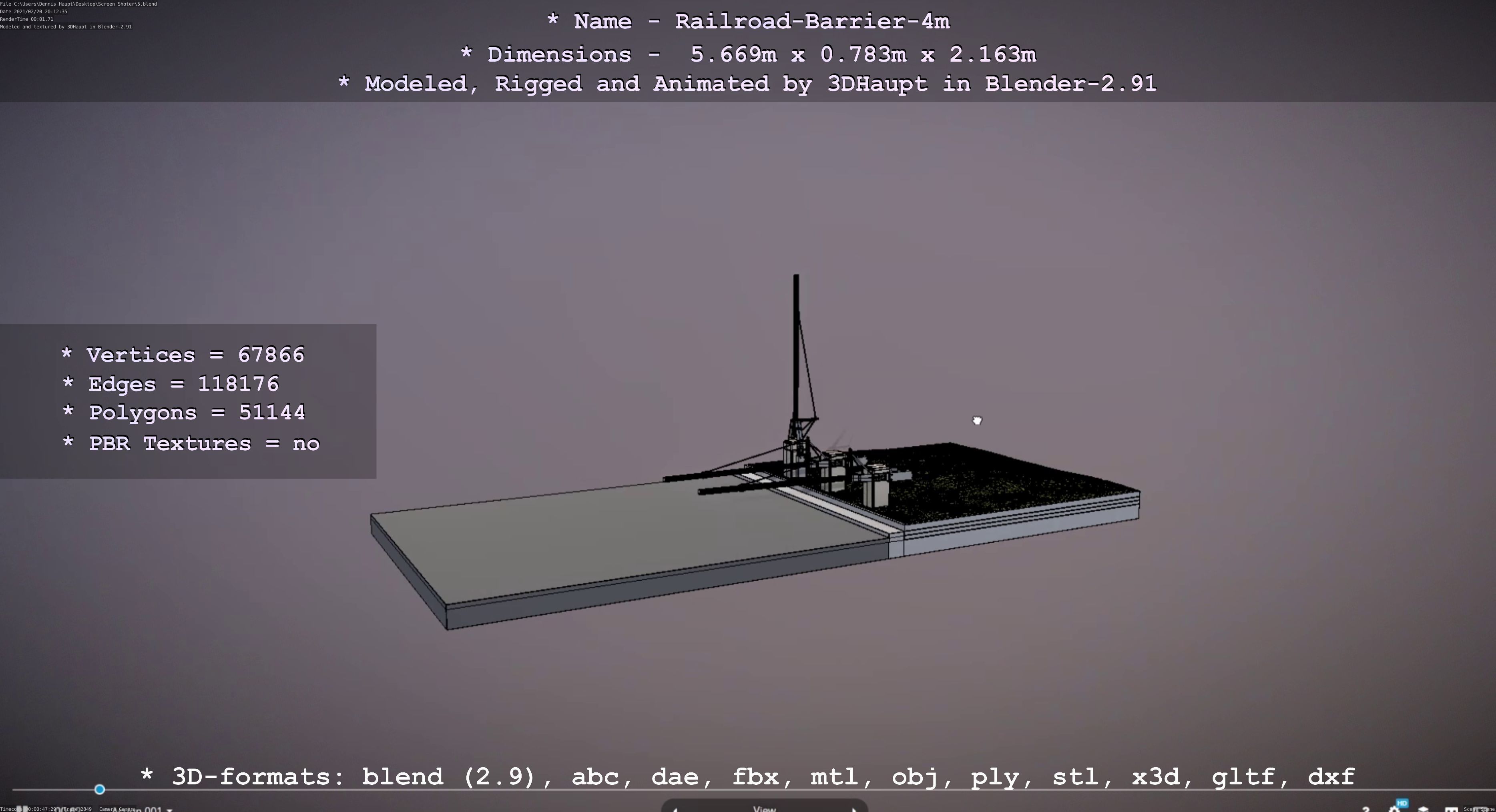 Railroad Barrier 4m High-Poly 3D model_62