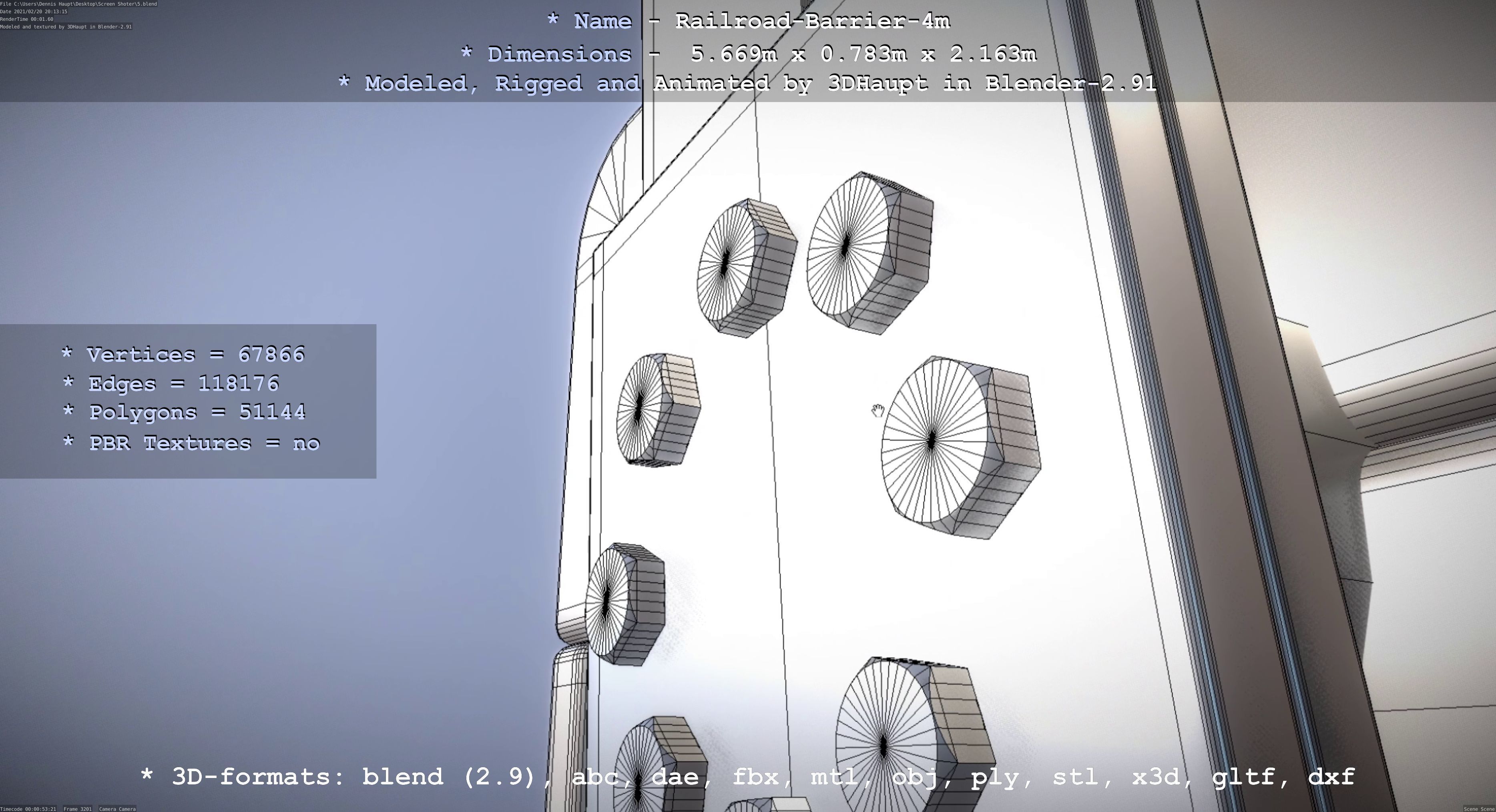 Railroad Barrier 4m High-Poly 3D model_70