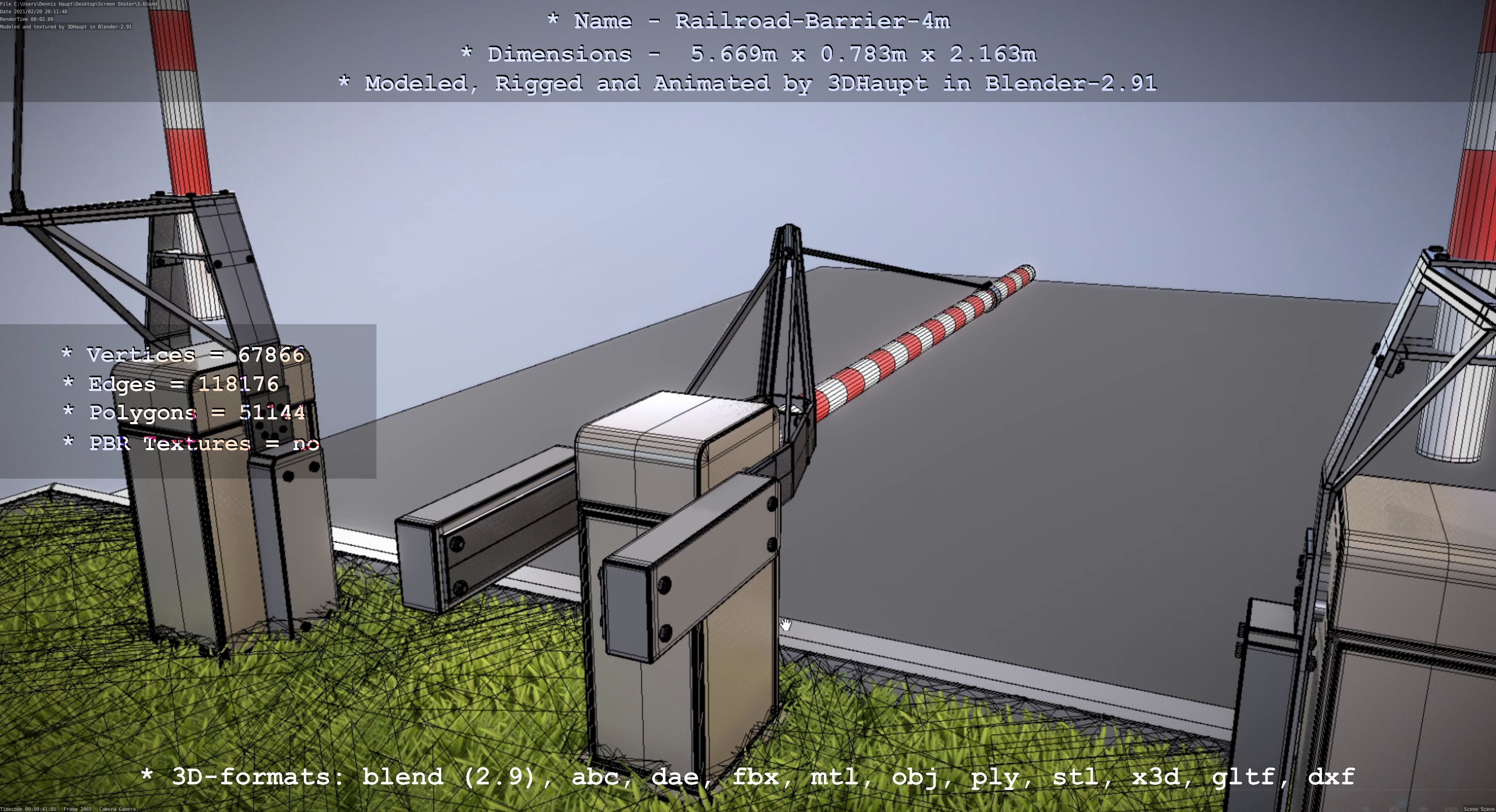 Railroad Barrier 4m High-Poly 3D model_52