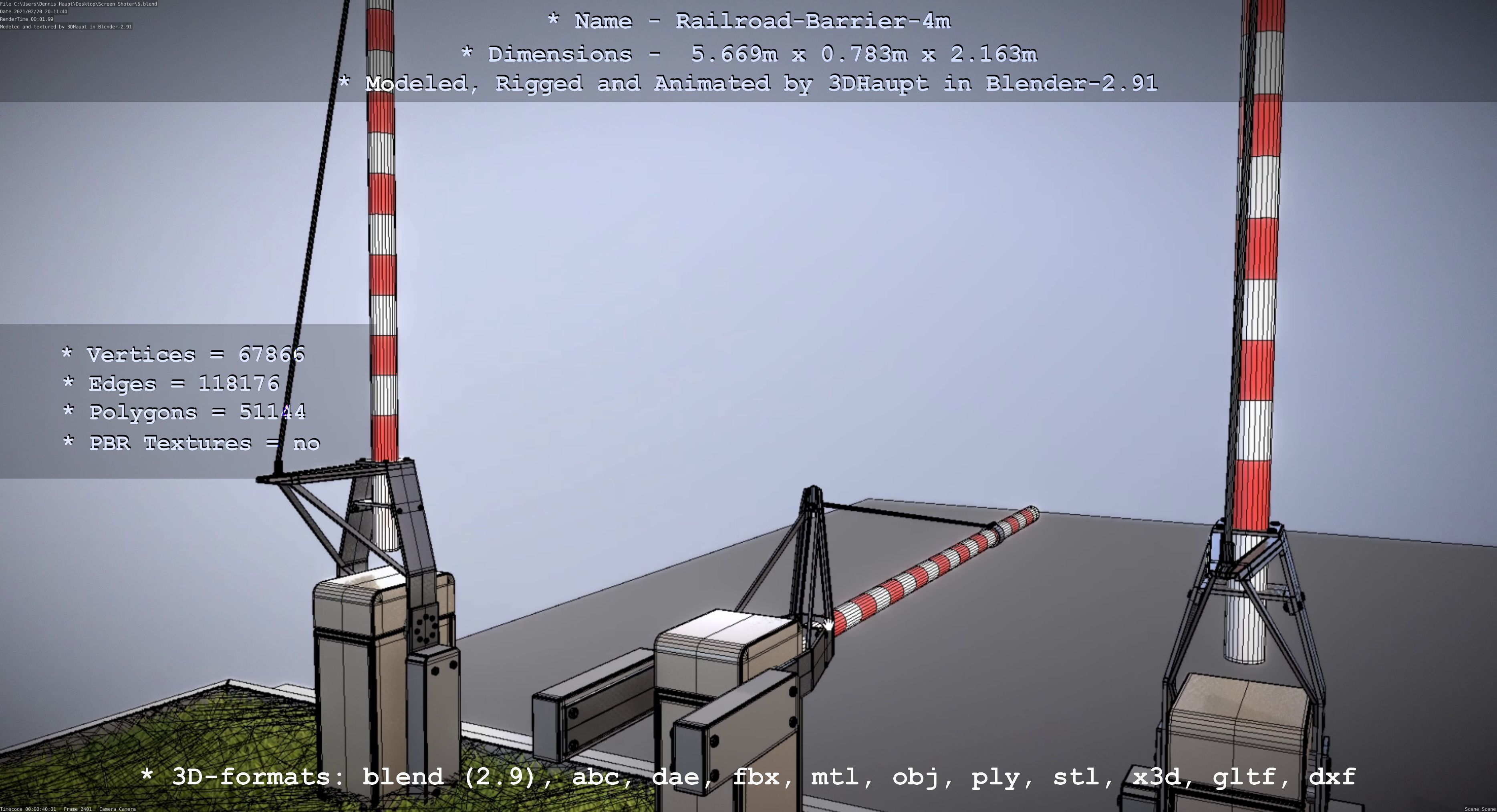 Railroad Barrier 4m High-Poly 3D model_47