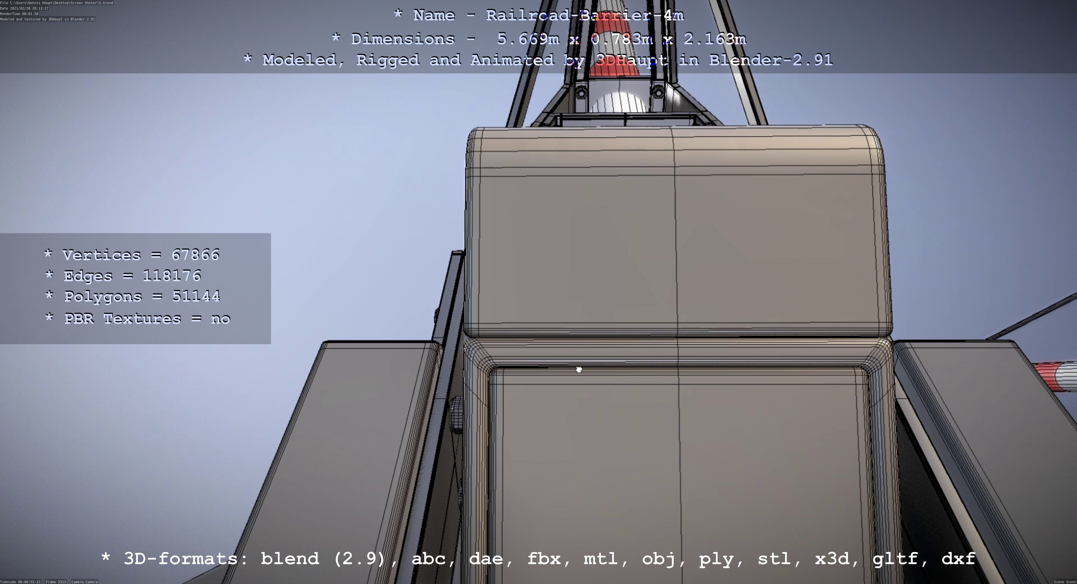 Railroad Barrier 4m High-Poly 3D model_68