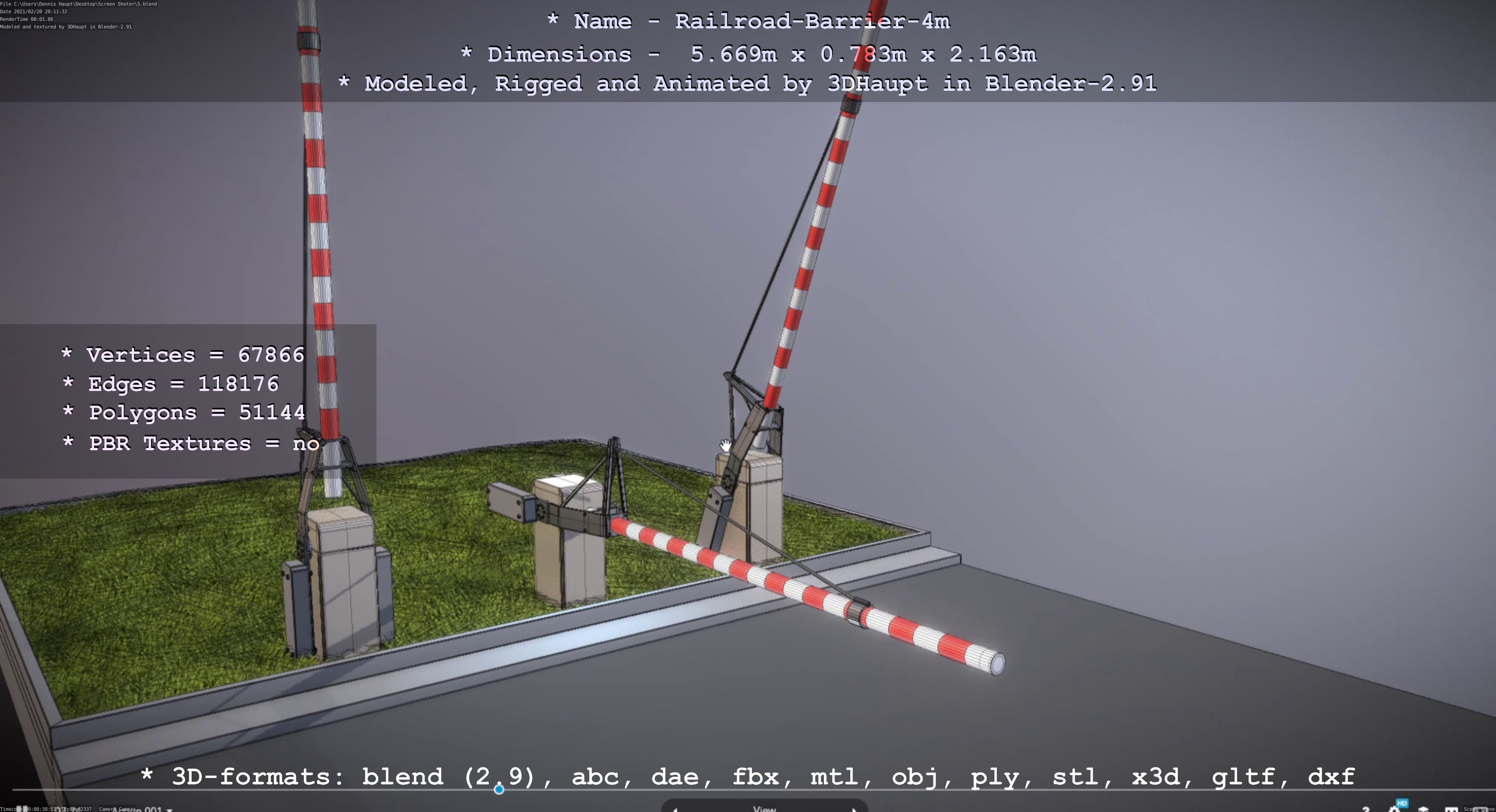 Railroad Barrier 4m High-Poly 3D model_43