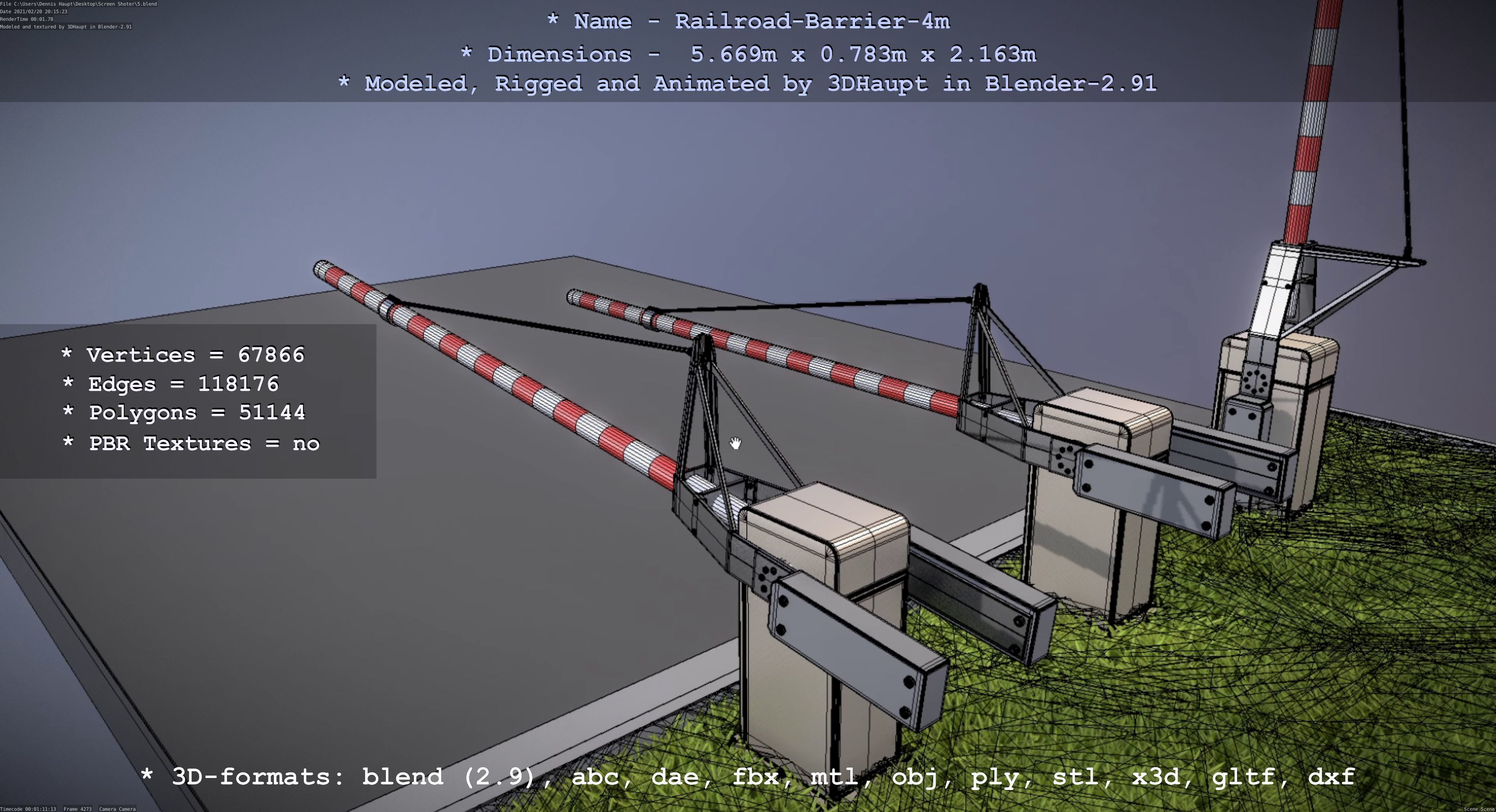 Railroad Barrier 4m High-Poly 3D model_95