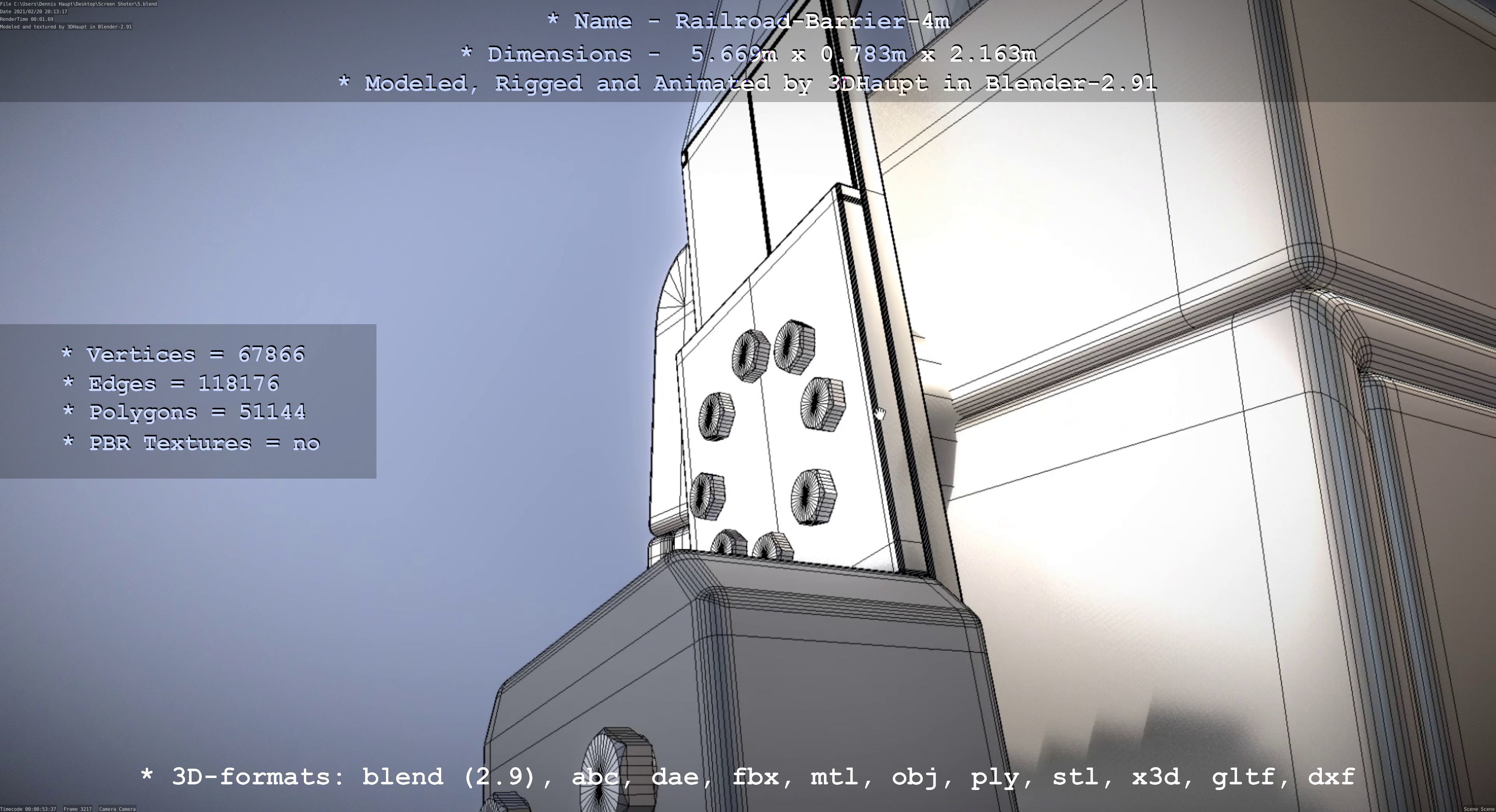 Railroad Barrier 4m High-Poly 3D model_65