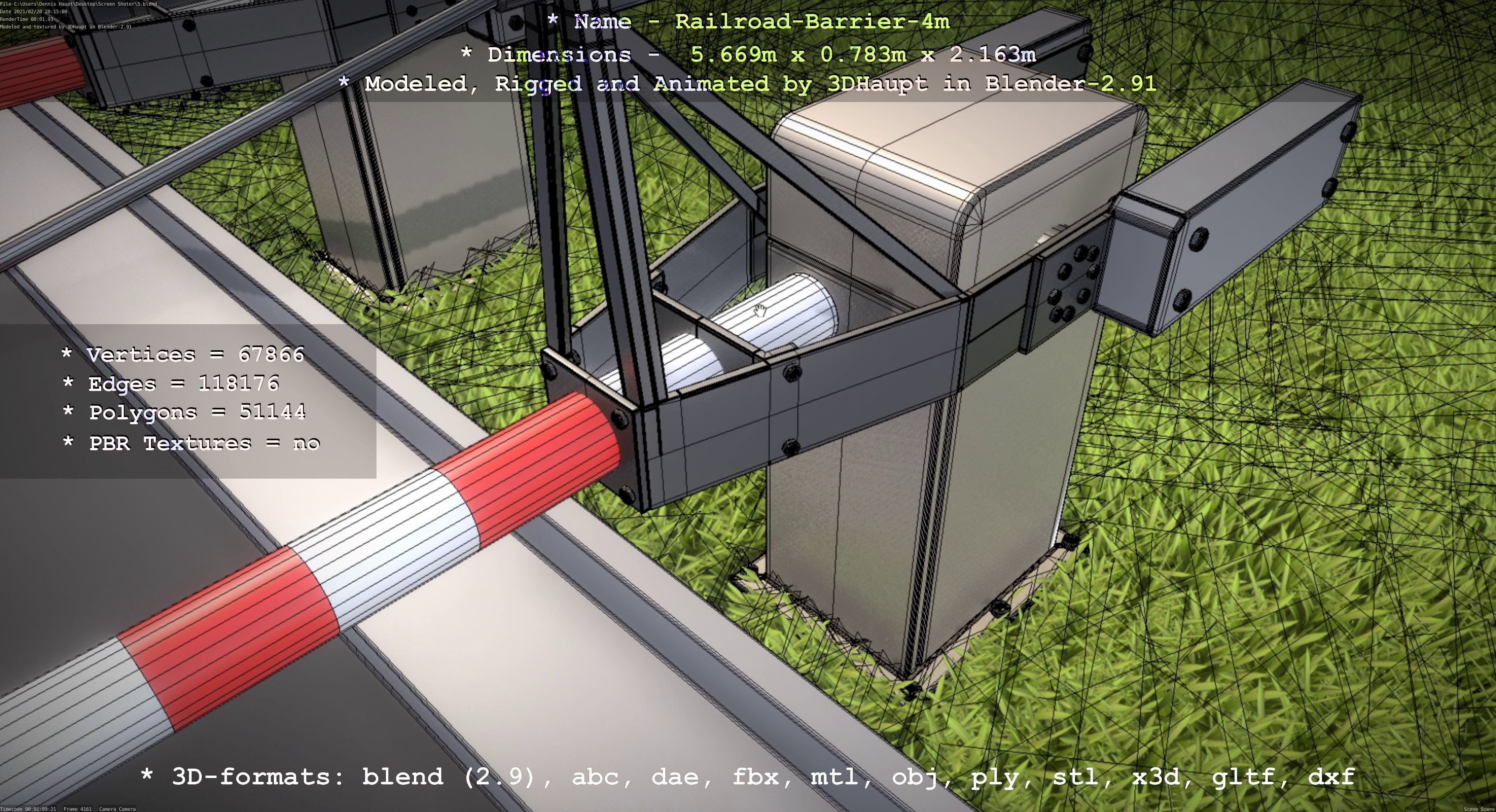 Railroad Barrier 4m High-Poly 3D model_92