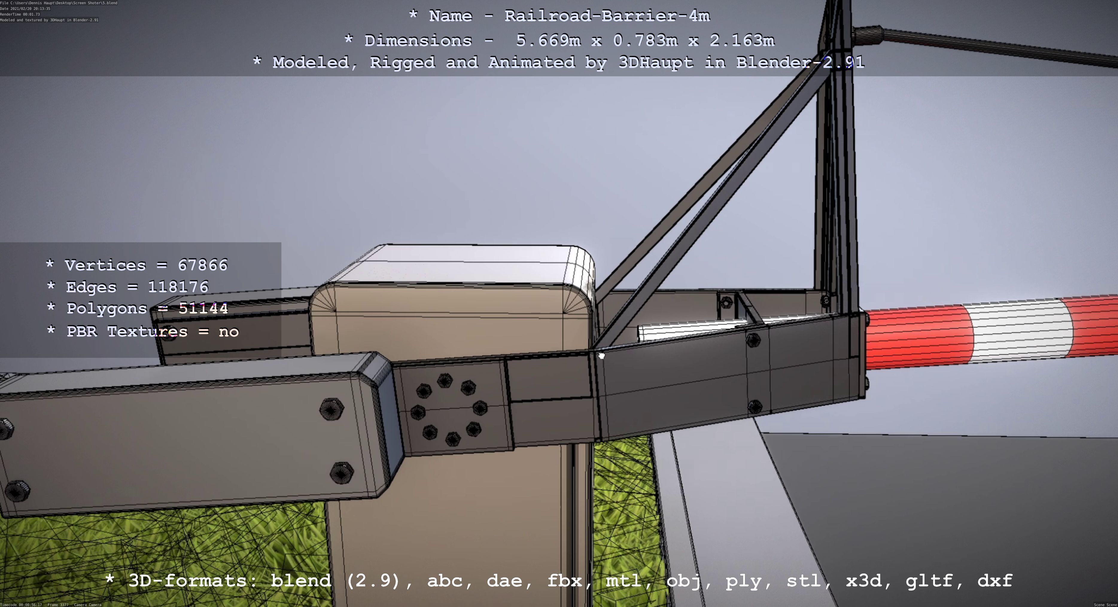 Railroad Barrier 4m High-Poly 3D model_17