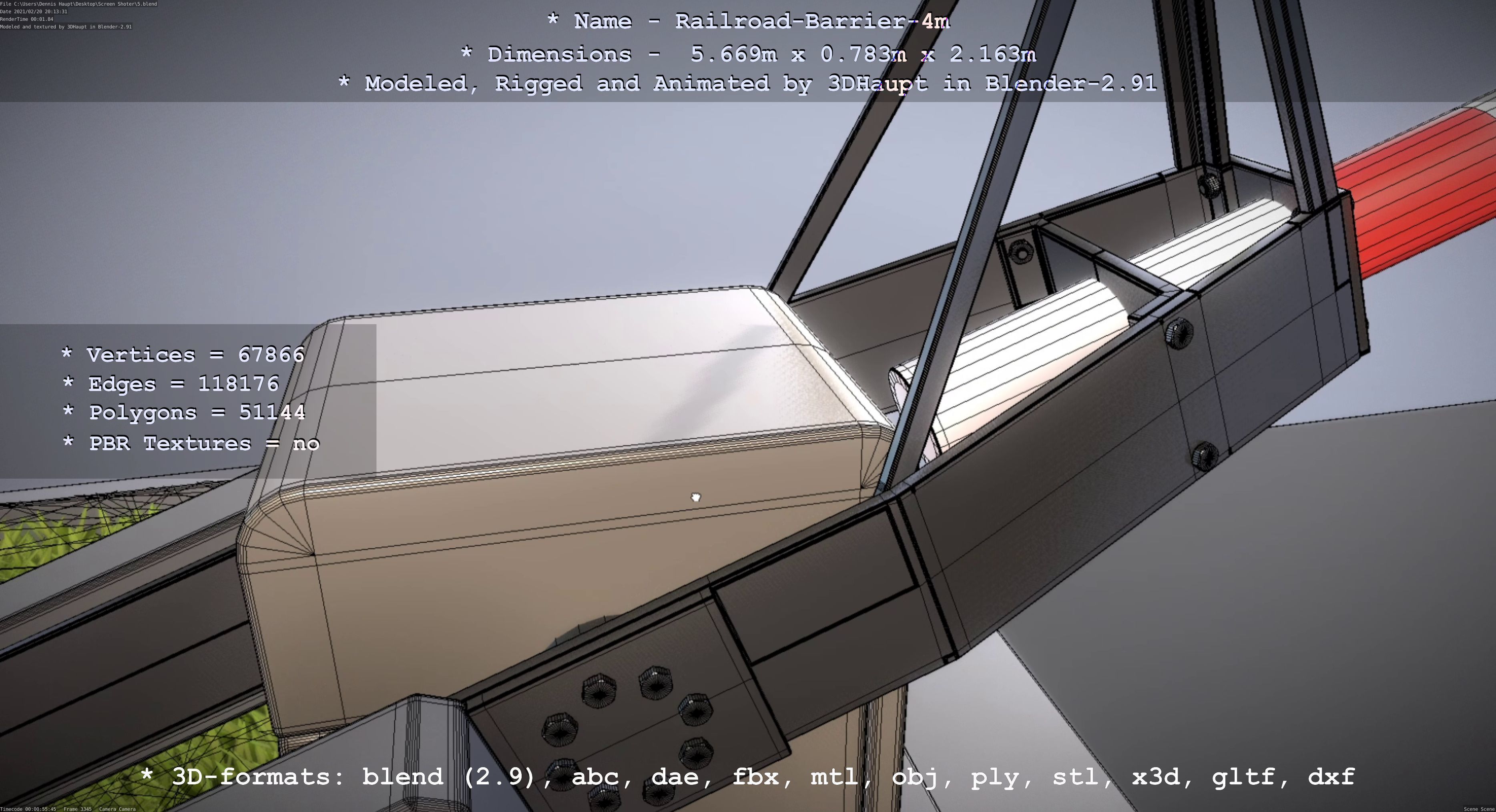 Railroad Barrier 4m High-Poly 3D model_72