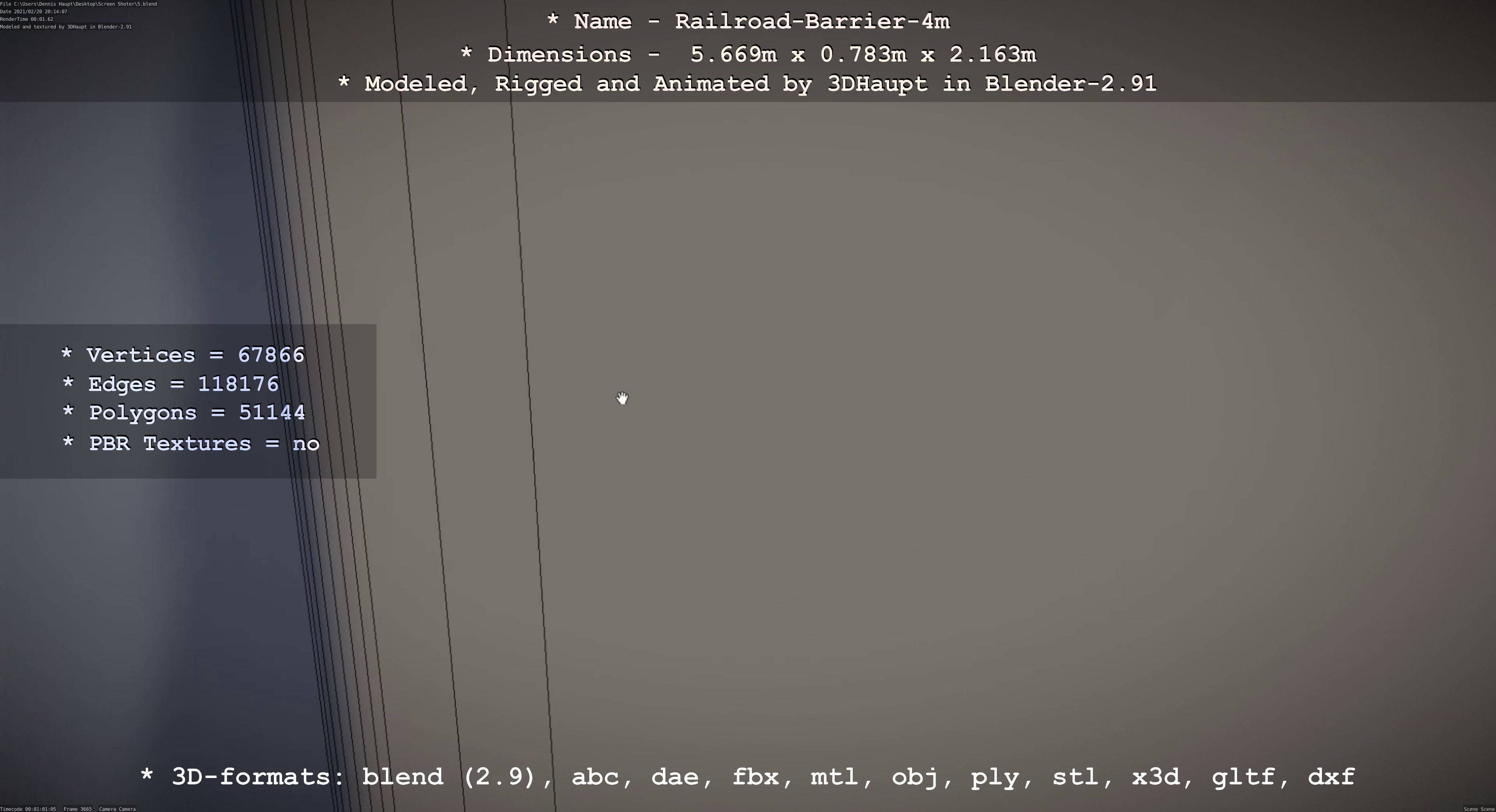 Railroad Barrier 4m High-Poly 3D model_79