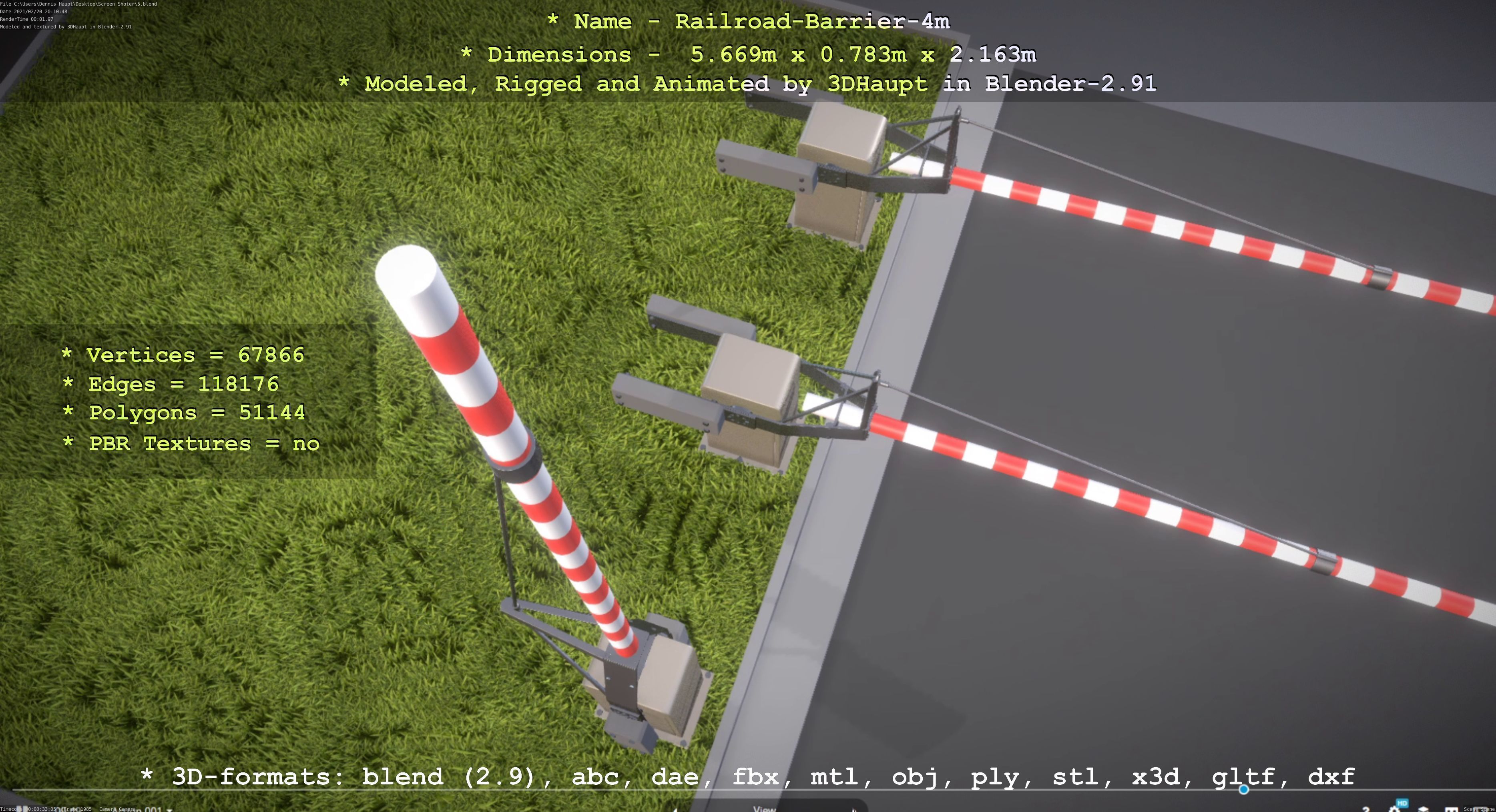 Railroad Barrier 4m High-Poly 3D model_37