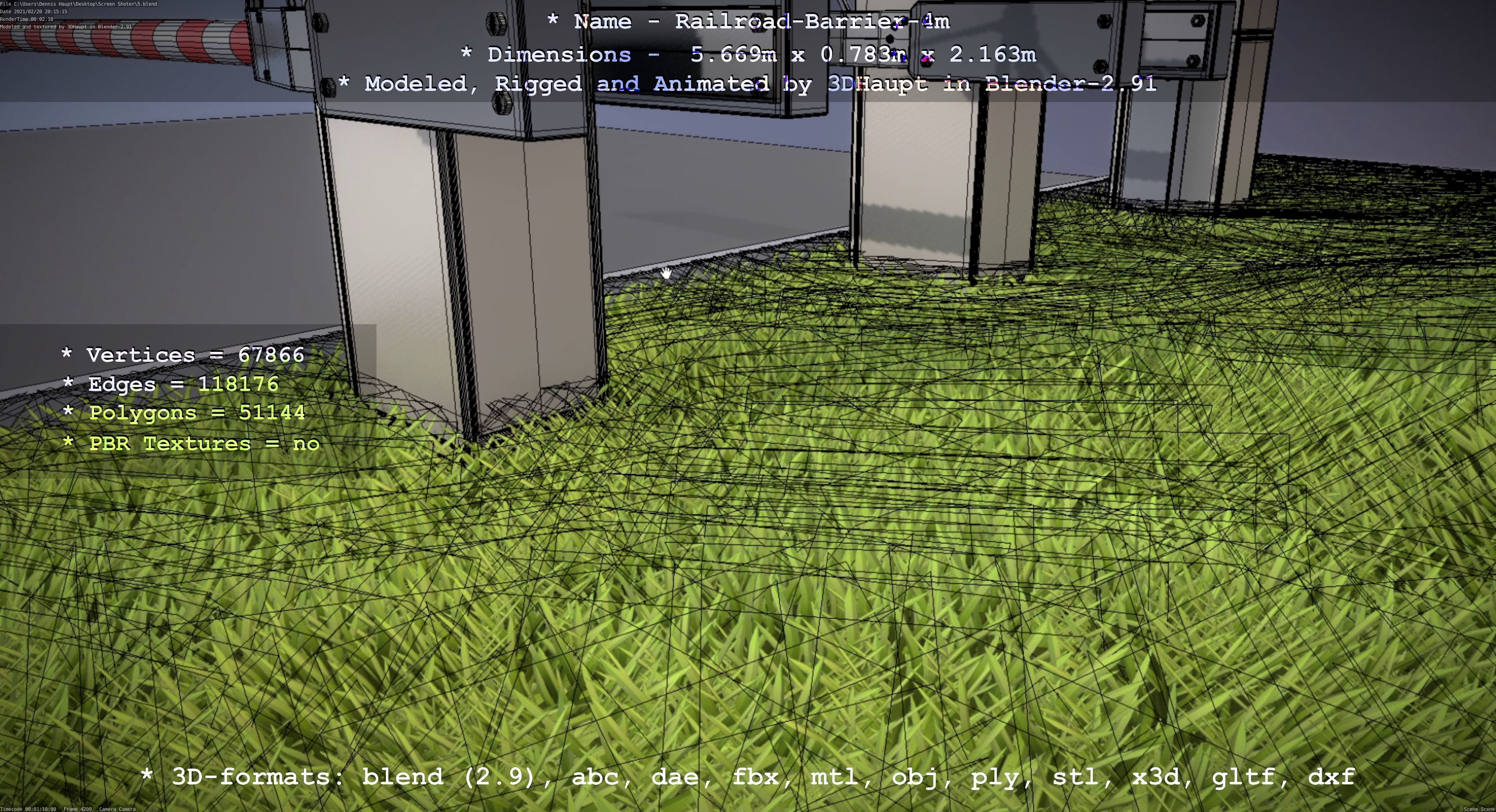 Railroad Barrier 4m High-Poly 3D model_97