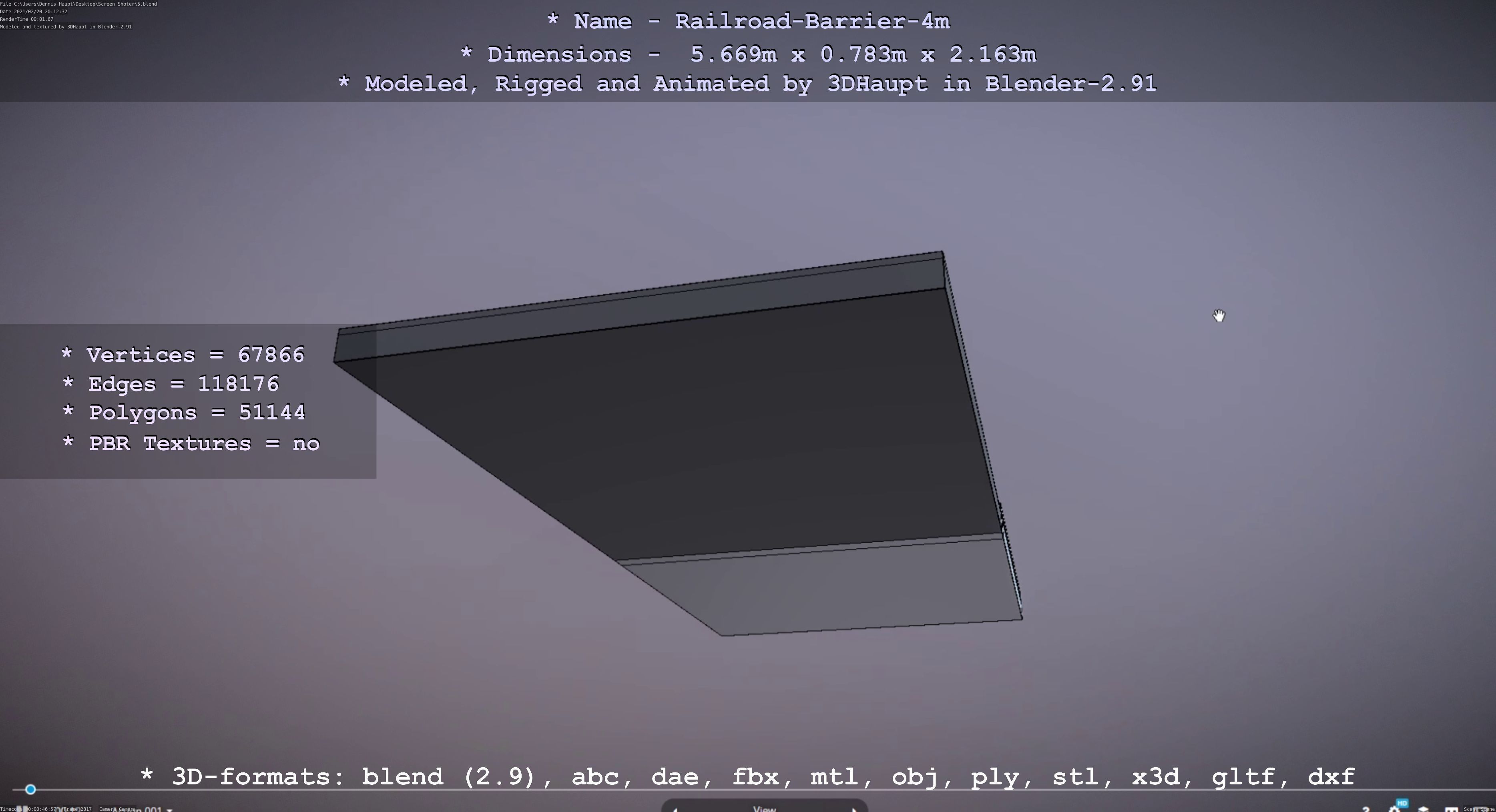 Railroad Barrier 4m High-Poly 3D model_56
