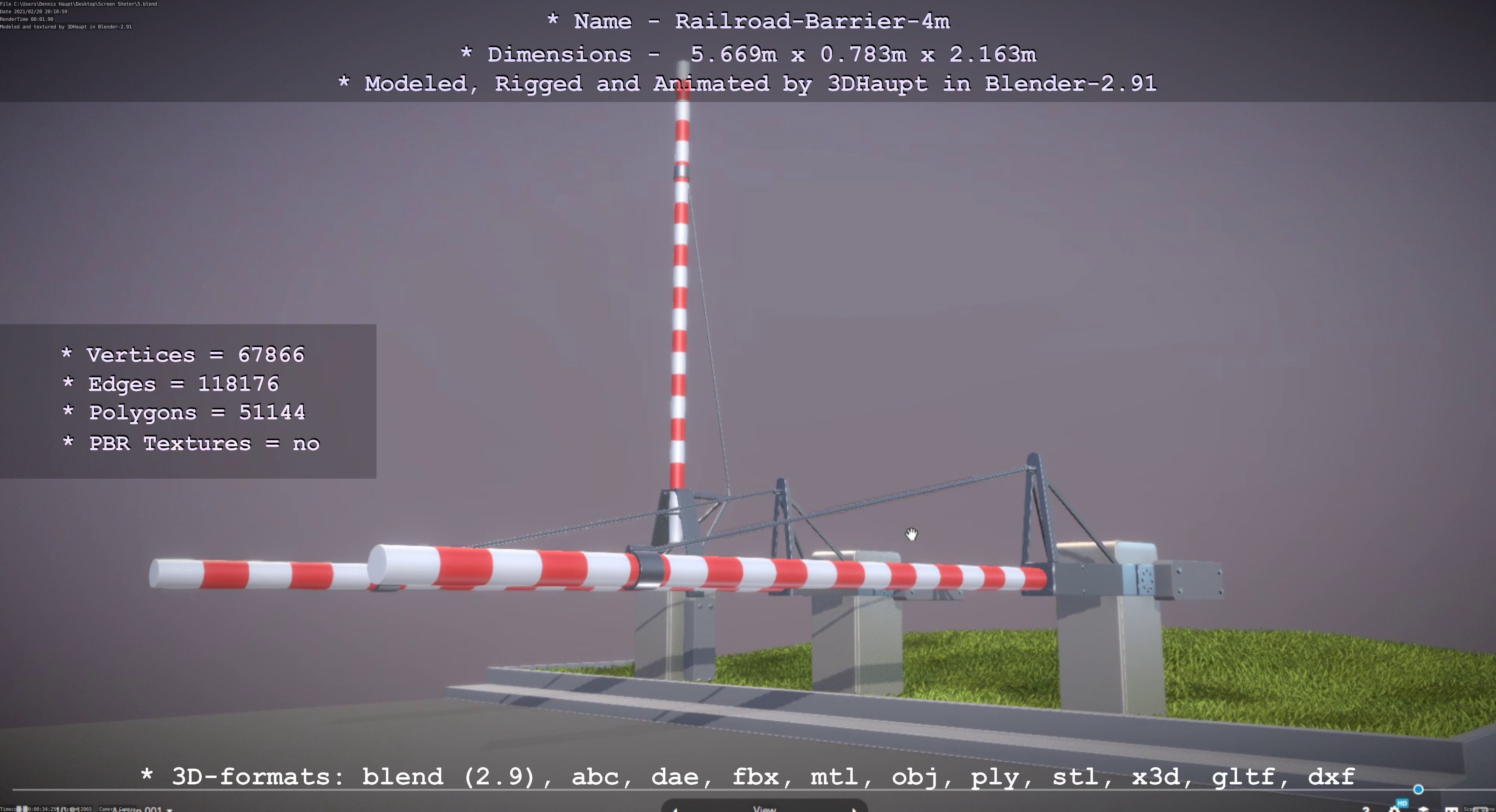 Railroad Barrier 4m High-Poly 3D model_41