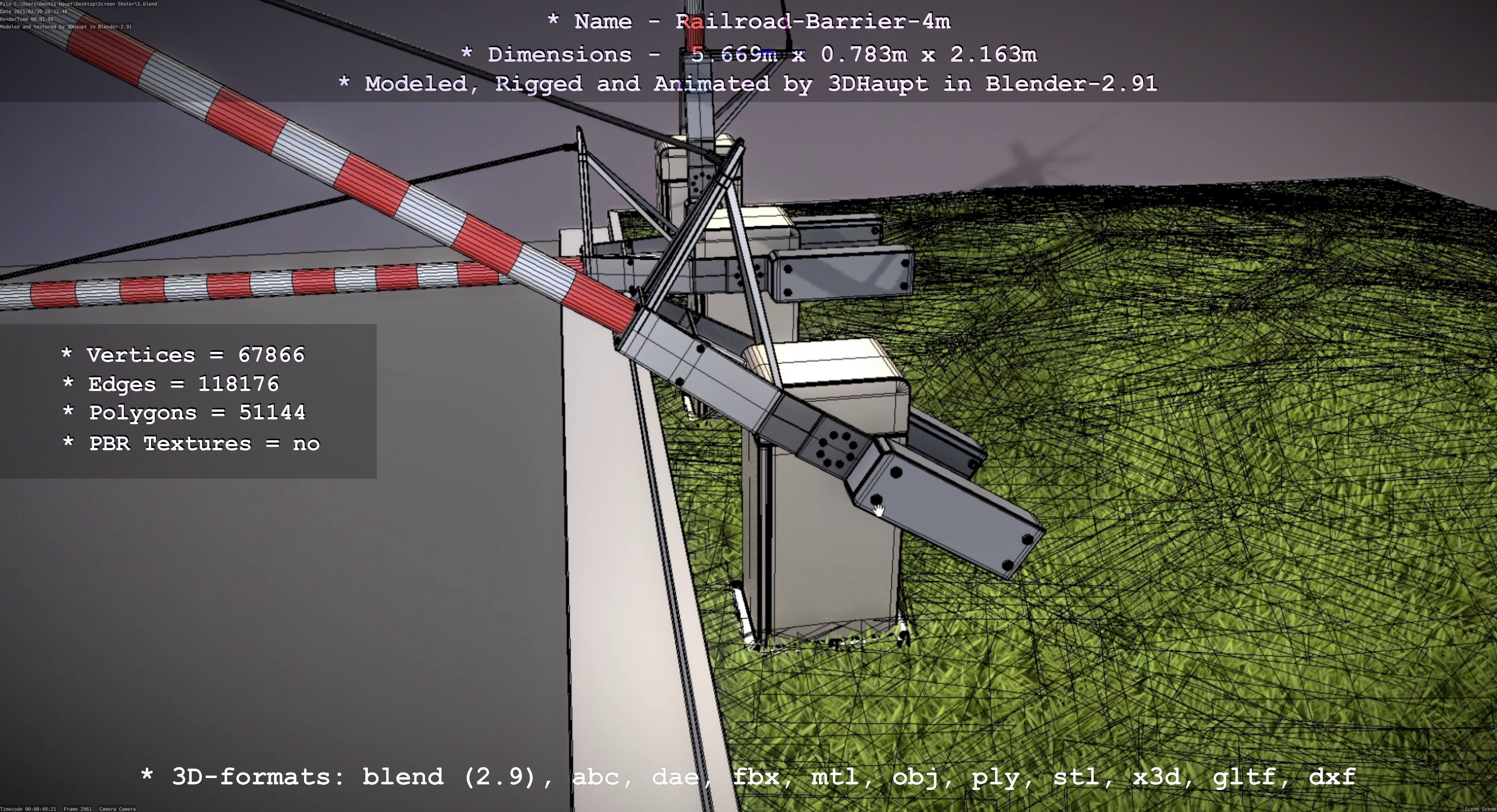 Railroad Barrier 4m High-Poly 3D model_78