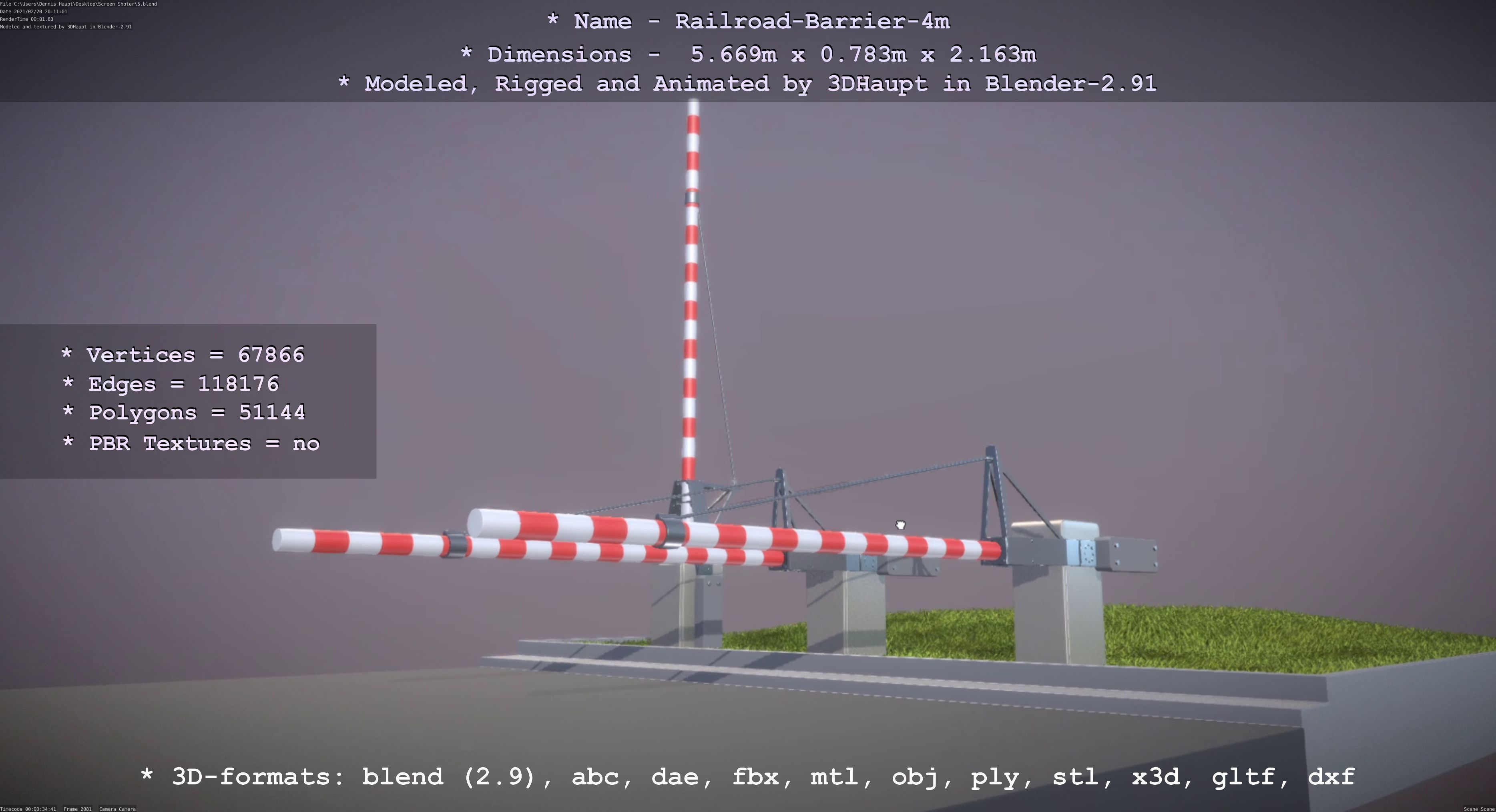 Railroad Barrier 4m High-Poly 3D model_51