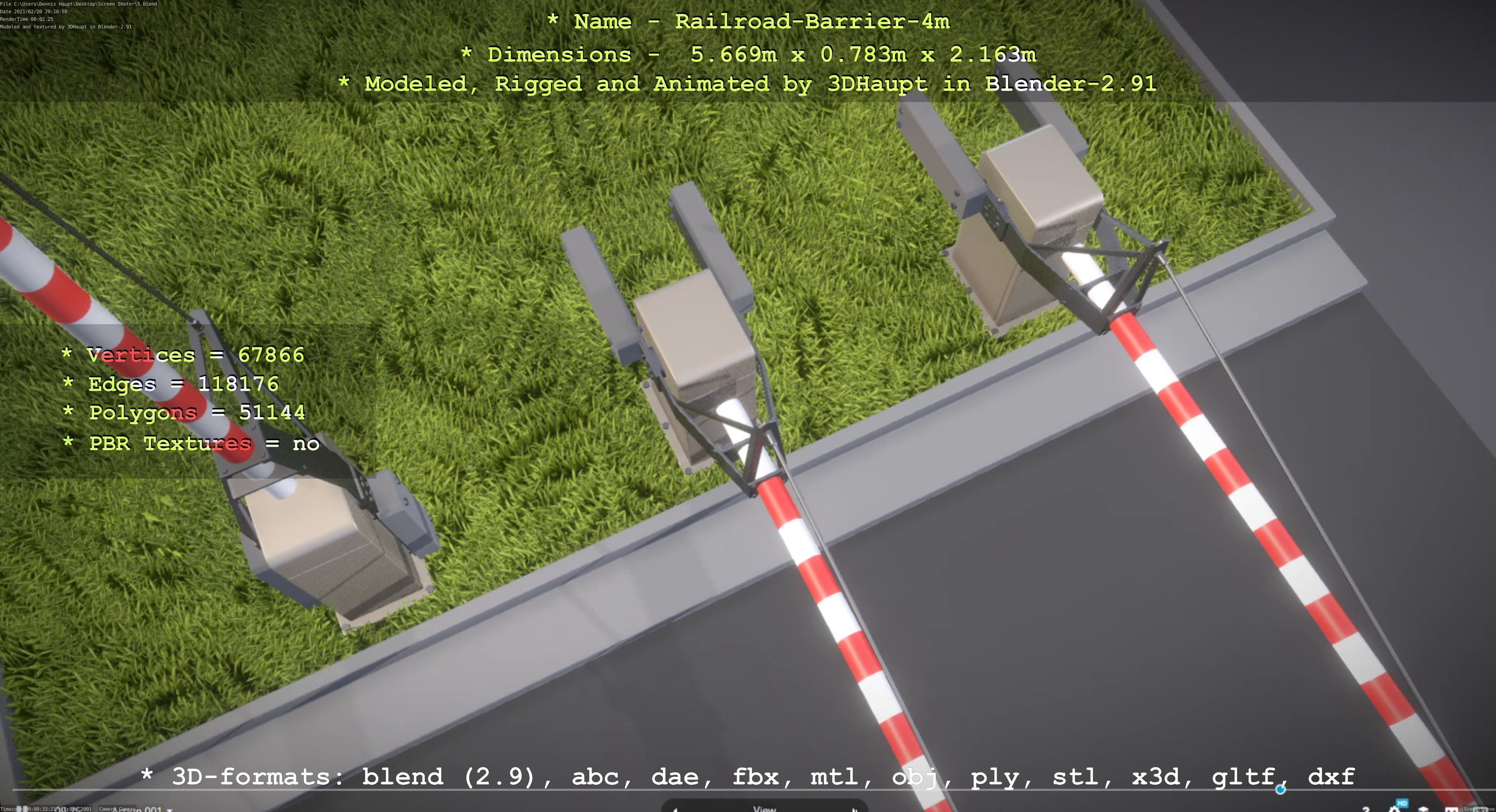 Railroad Barrier 4m High-Poly 3D model_38