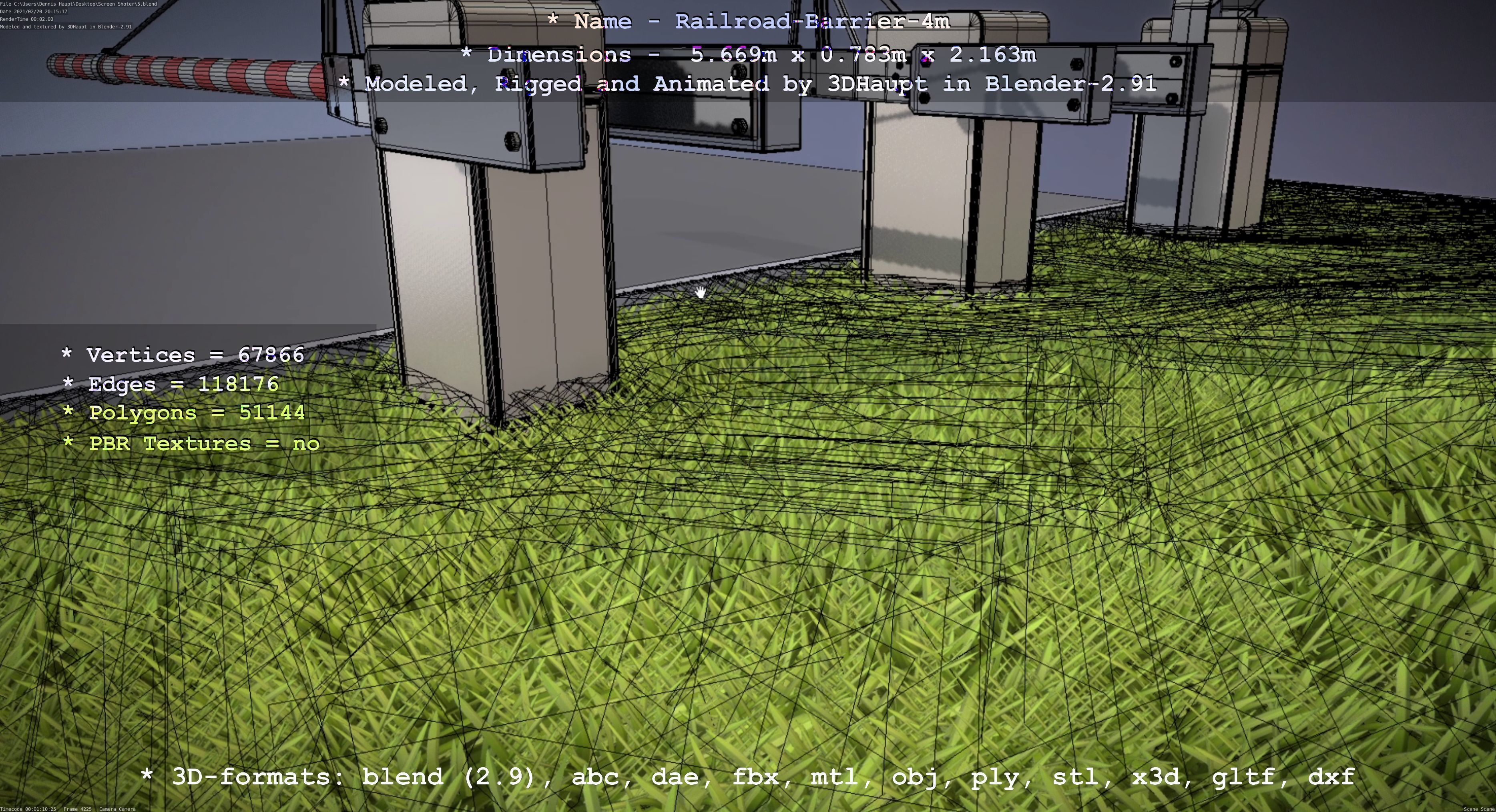 Railroad Barrier 4m High-Poly 3D model_96