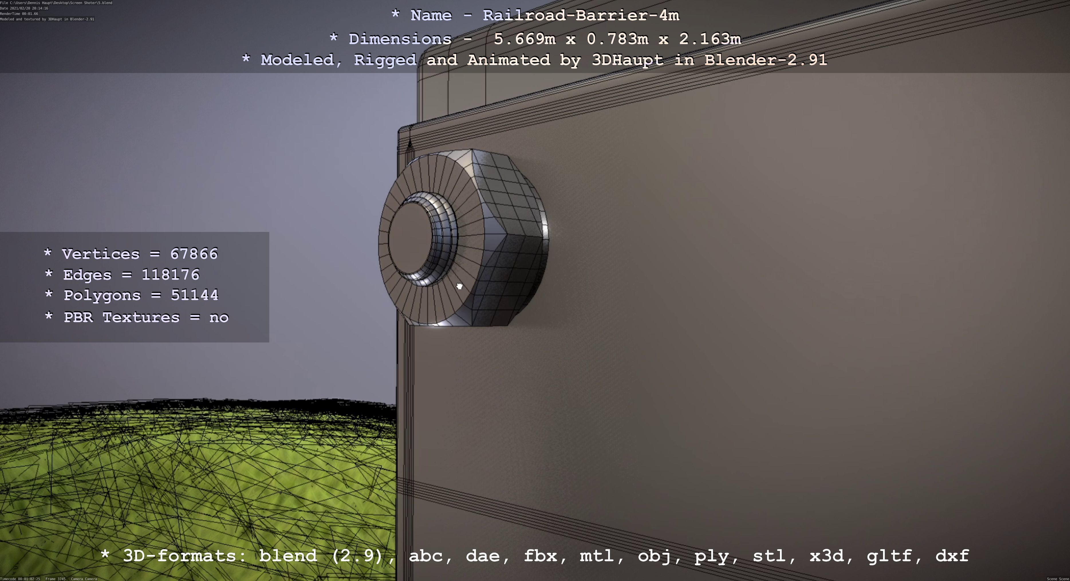 Railroad Barrier 4m High-Poly 3D model_82