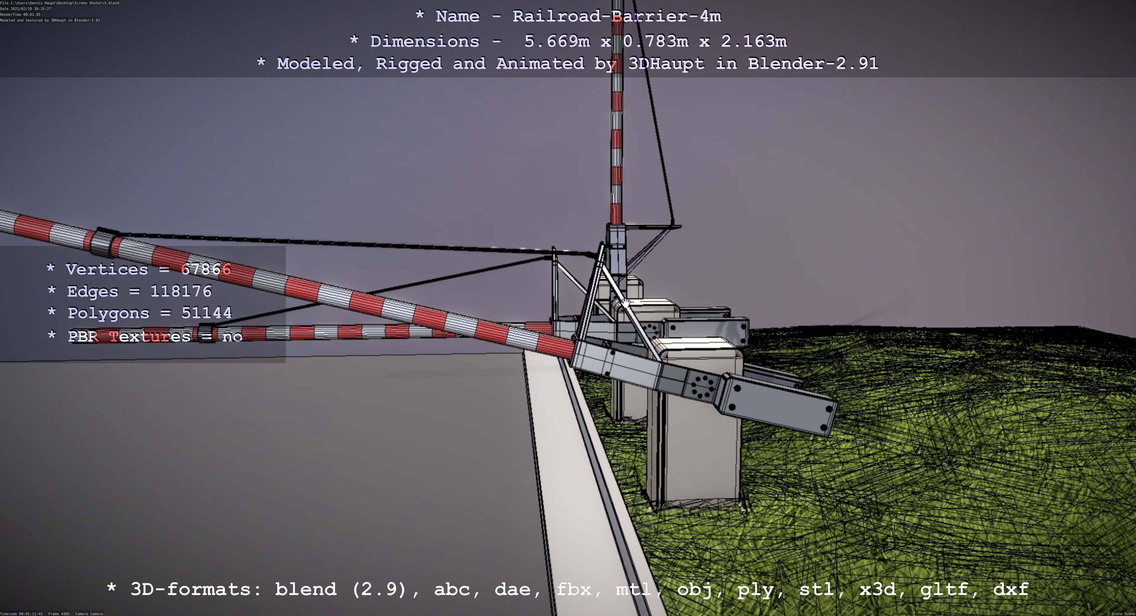 Railroad Barrier 4m High-Poly 3D model_101