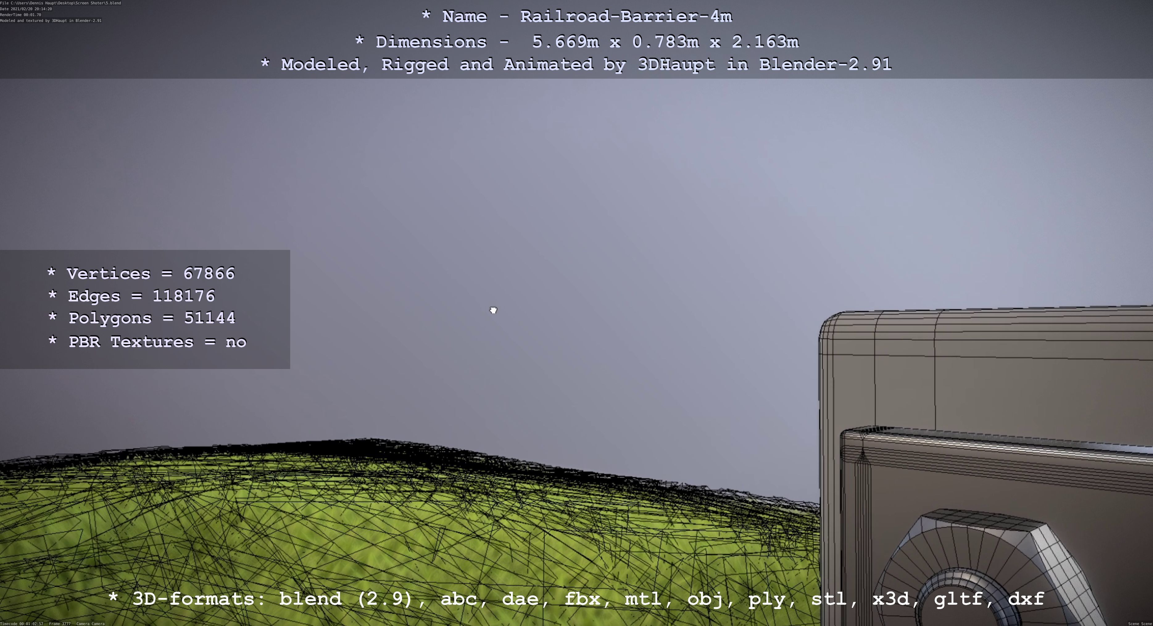 Railroad Barrier 4m High-Poly 3D model_85