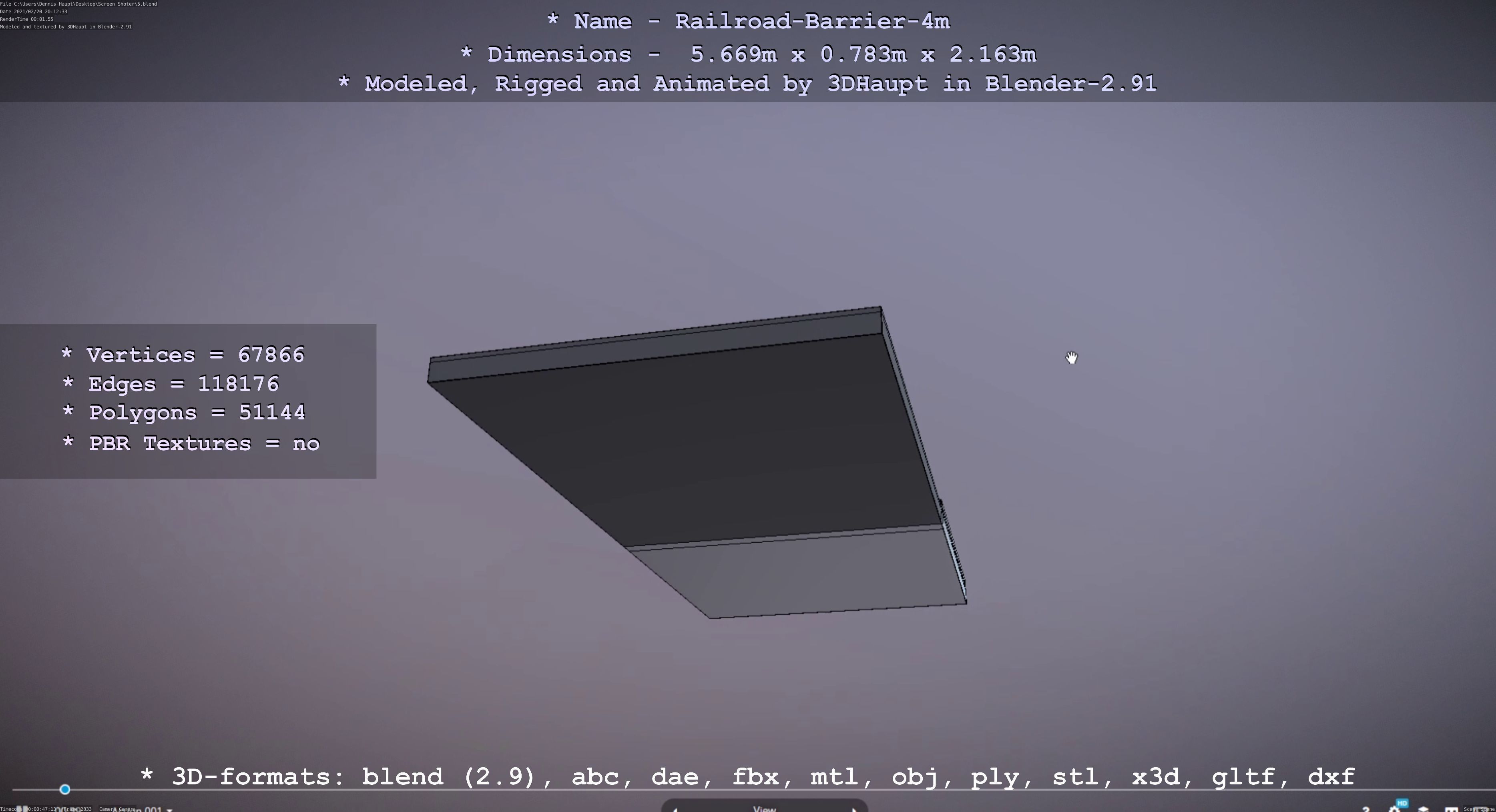 Railroad Barrier 4m High-Poly 3D model_59