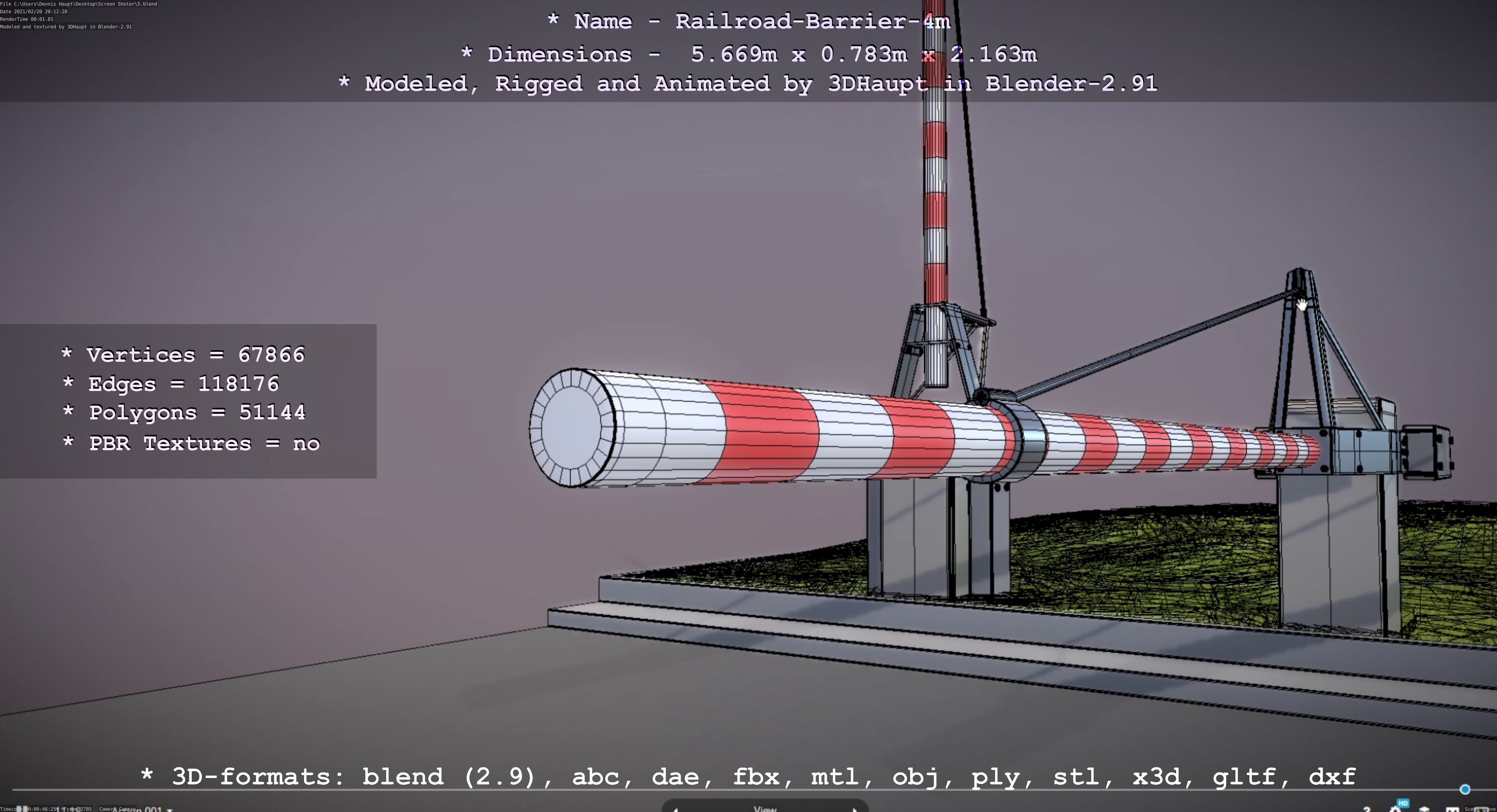 Railroad Barrier 4m High-Poly 3D model_53