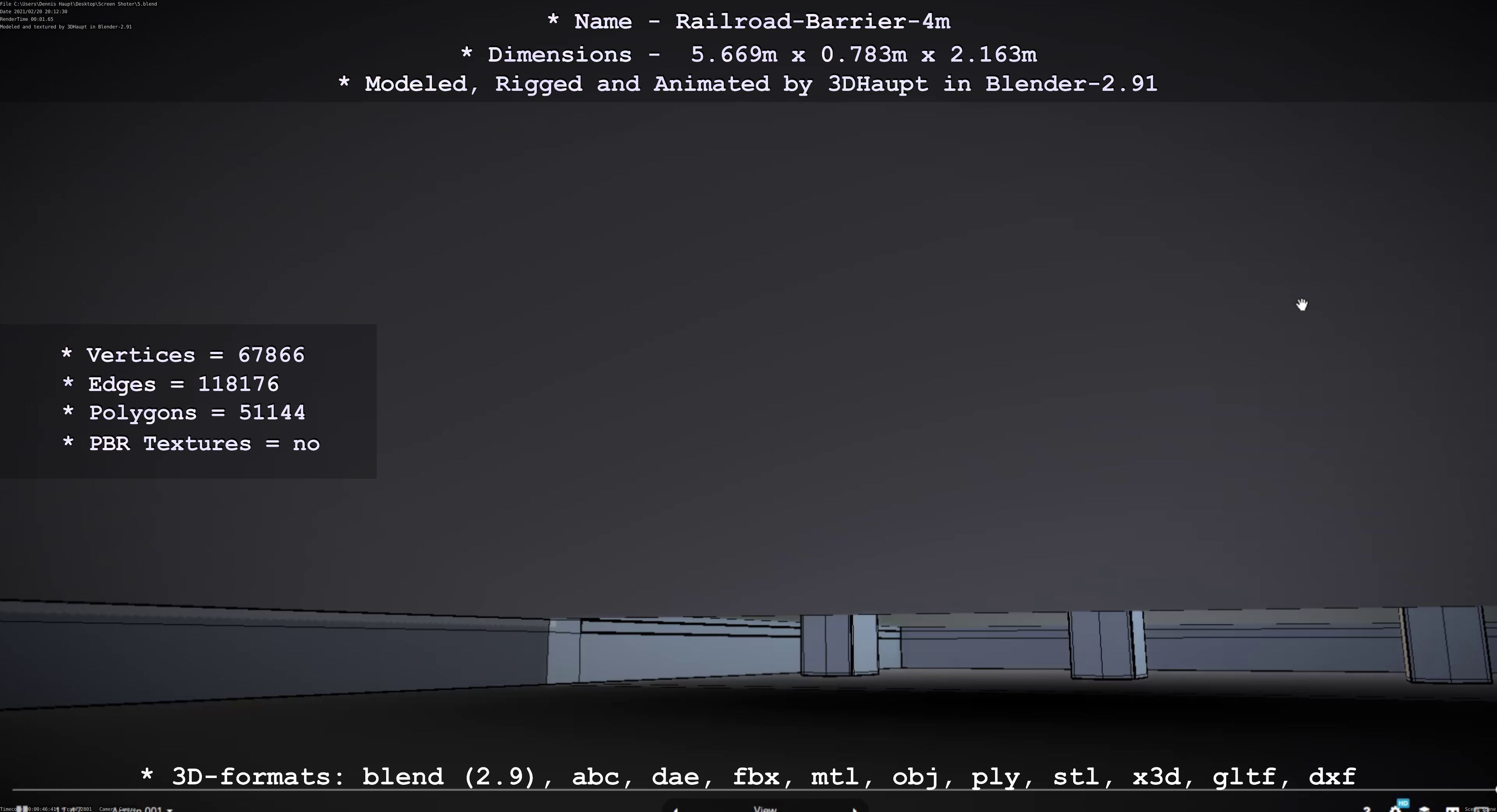 Railroad Barrier 4m High-Poly 3D model_55
