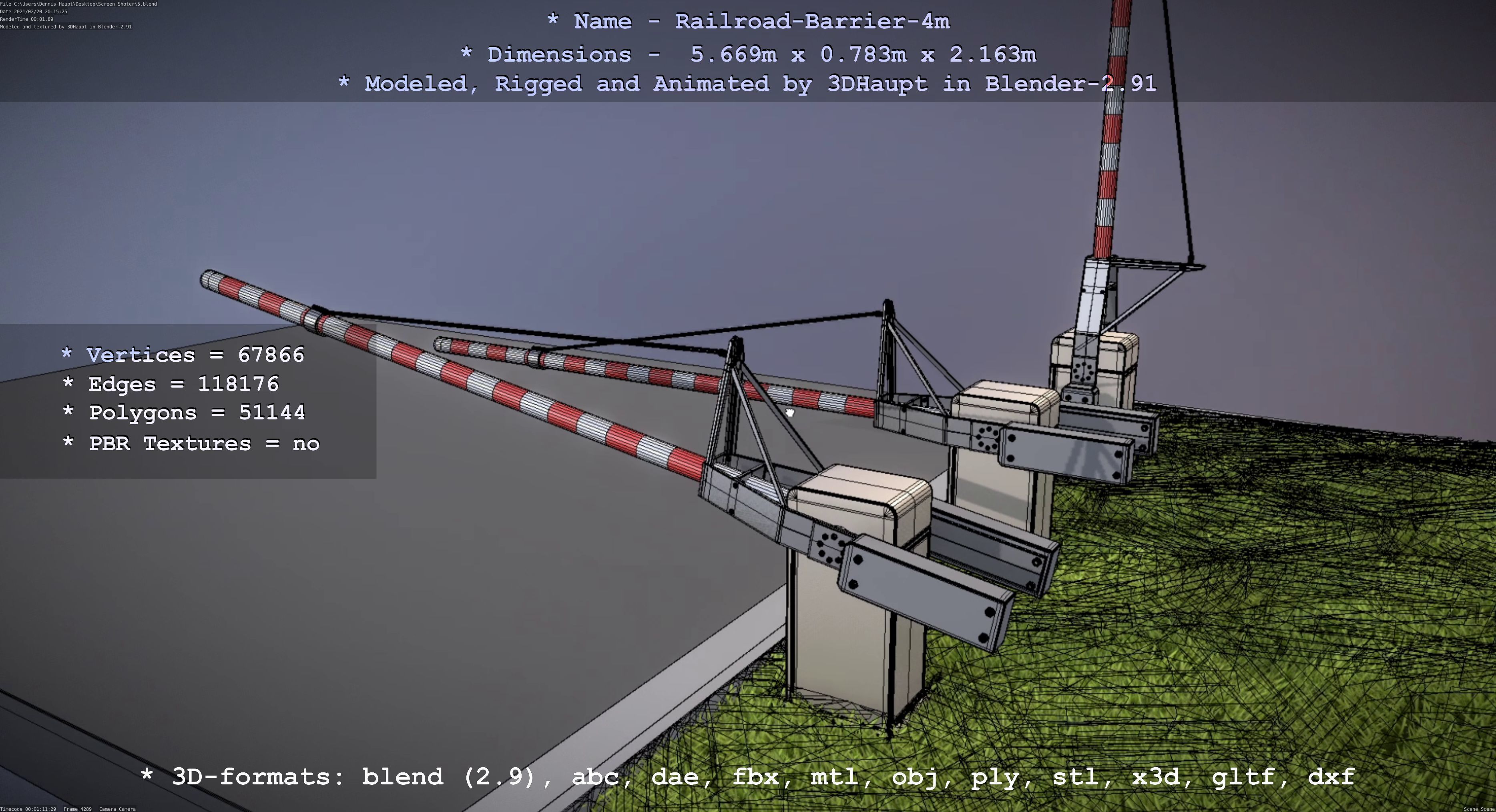 Railroad Barrier 4m High-Poly 3D model_98