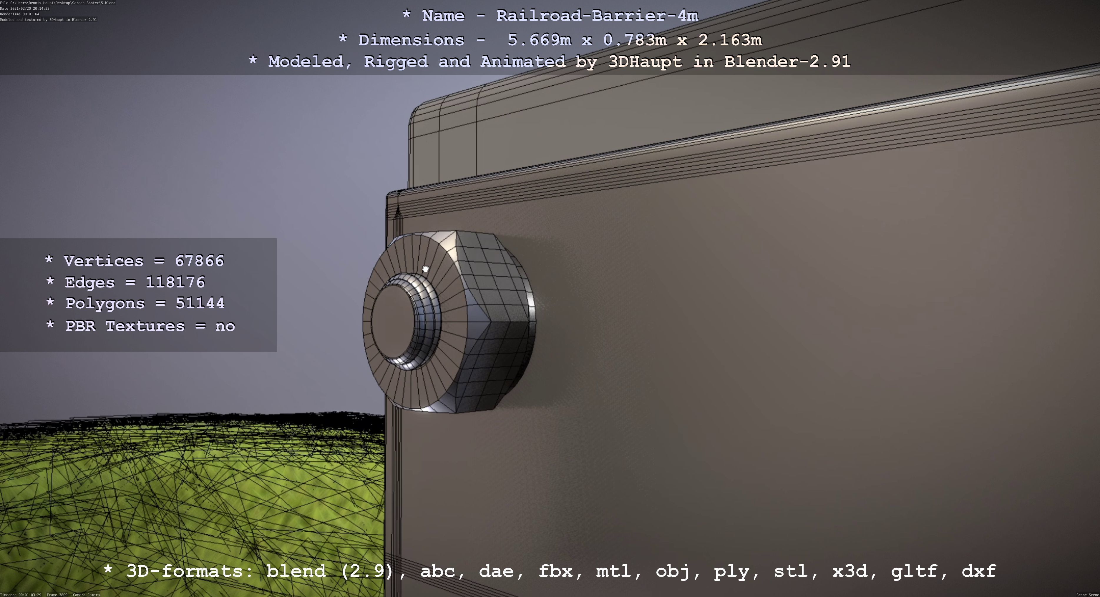 Railroad Barrier 4m High-Poly 3D model_87