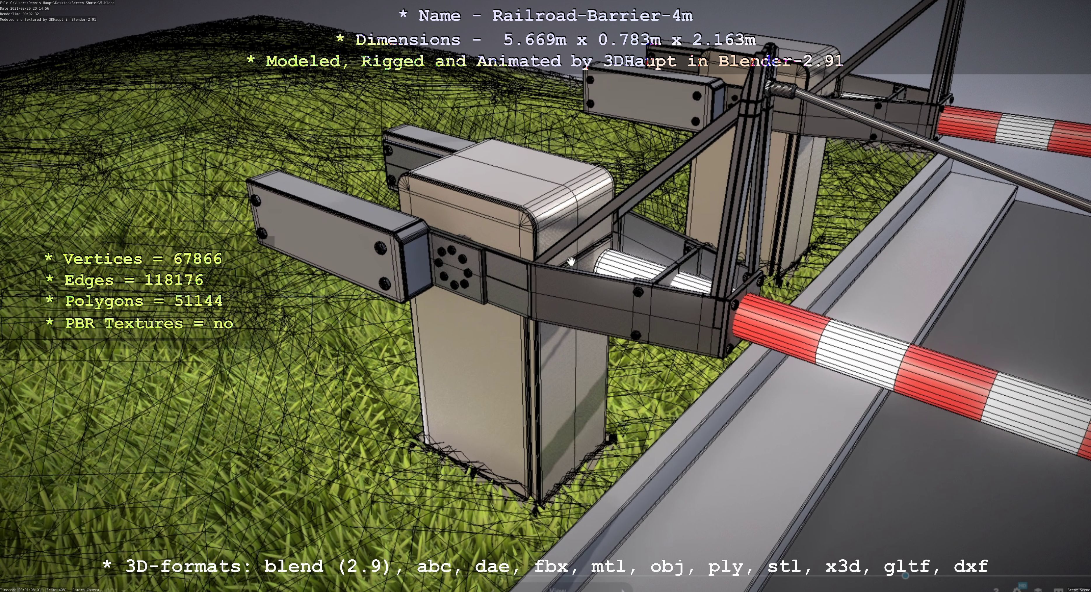Railroad Barrier 4m High-Poly 3D model_91