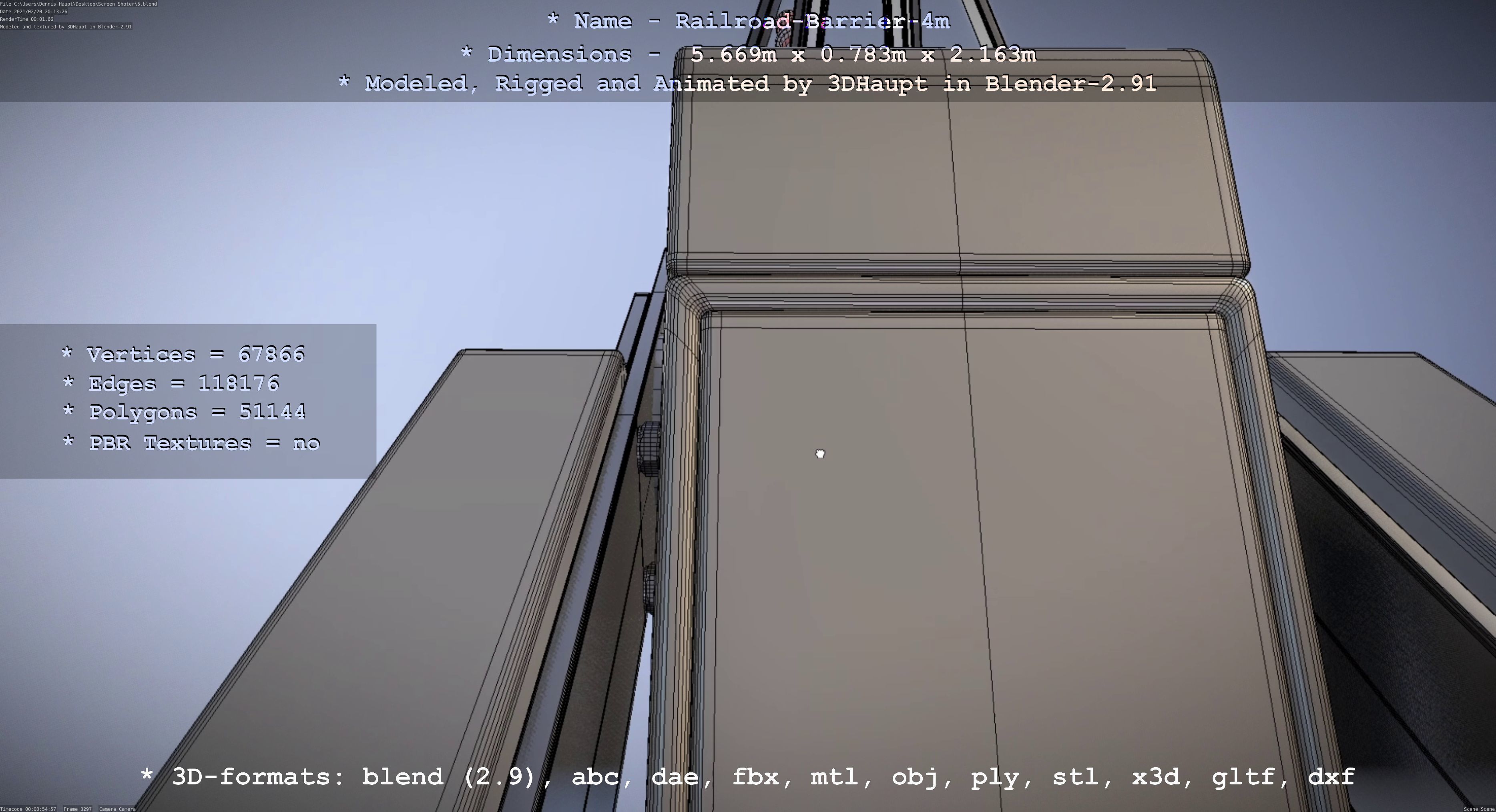 Railroad Barrier 4m High-Poly 3D model_69