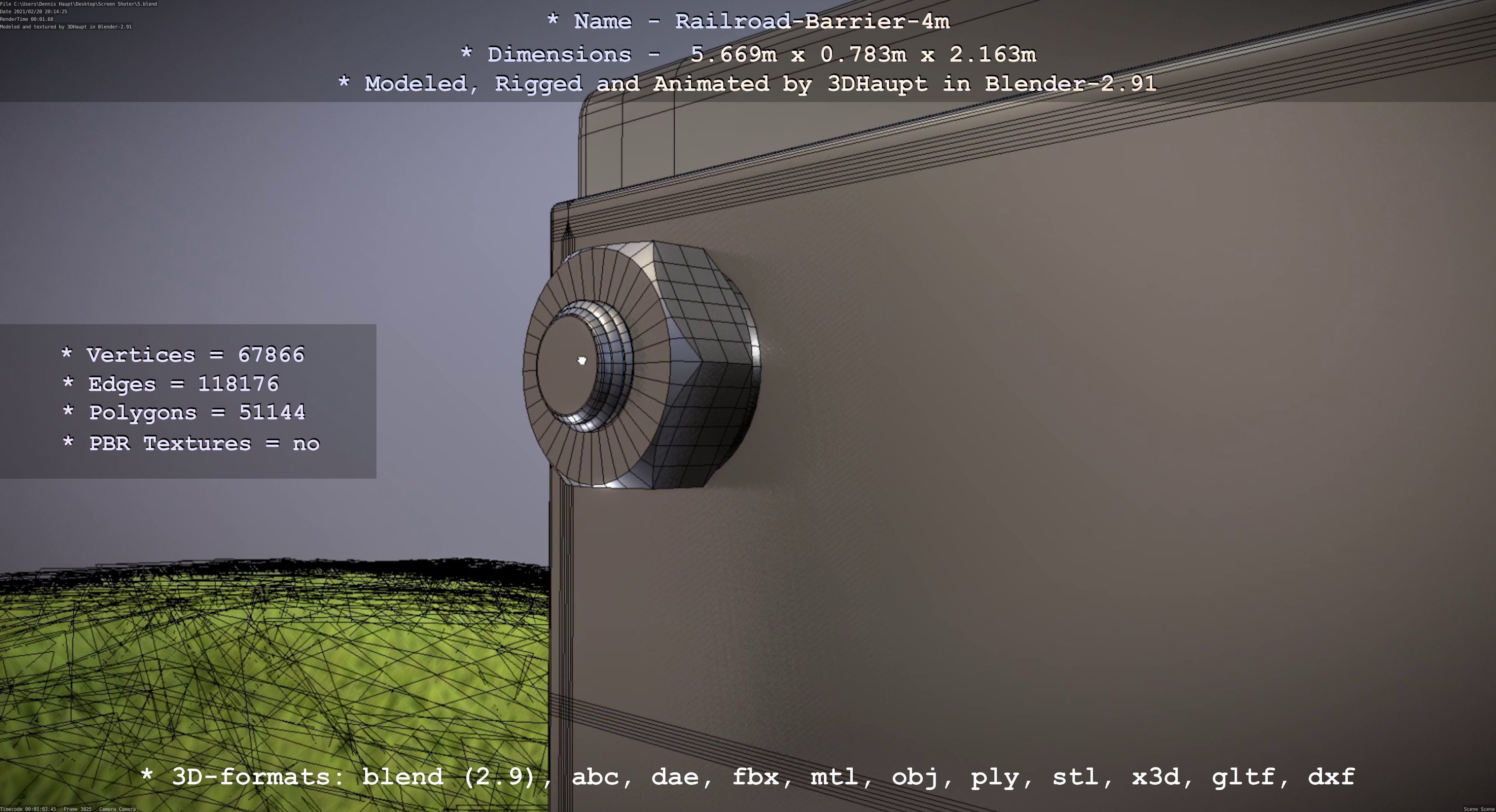 Railroad Barrier 4m High-Poly 3D model_90