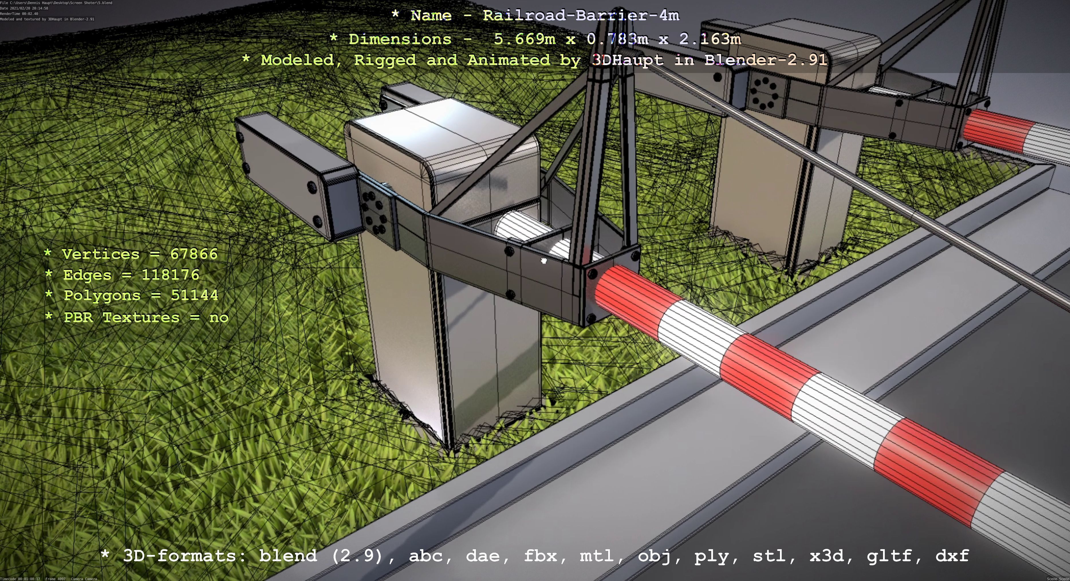 Railroad Barrier 4m High-Poly 3D model_94
