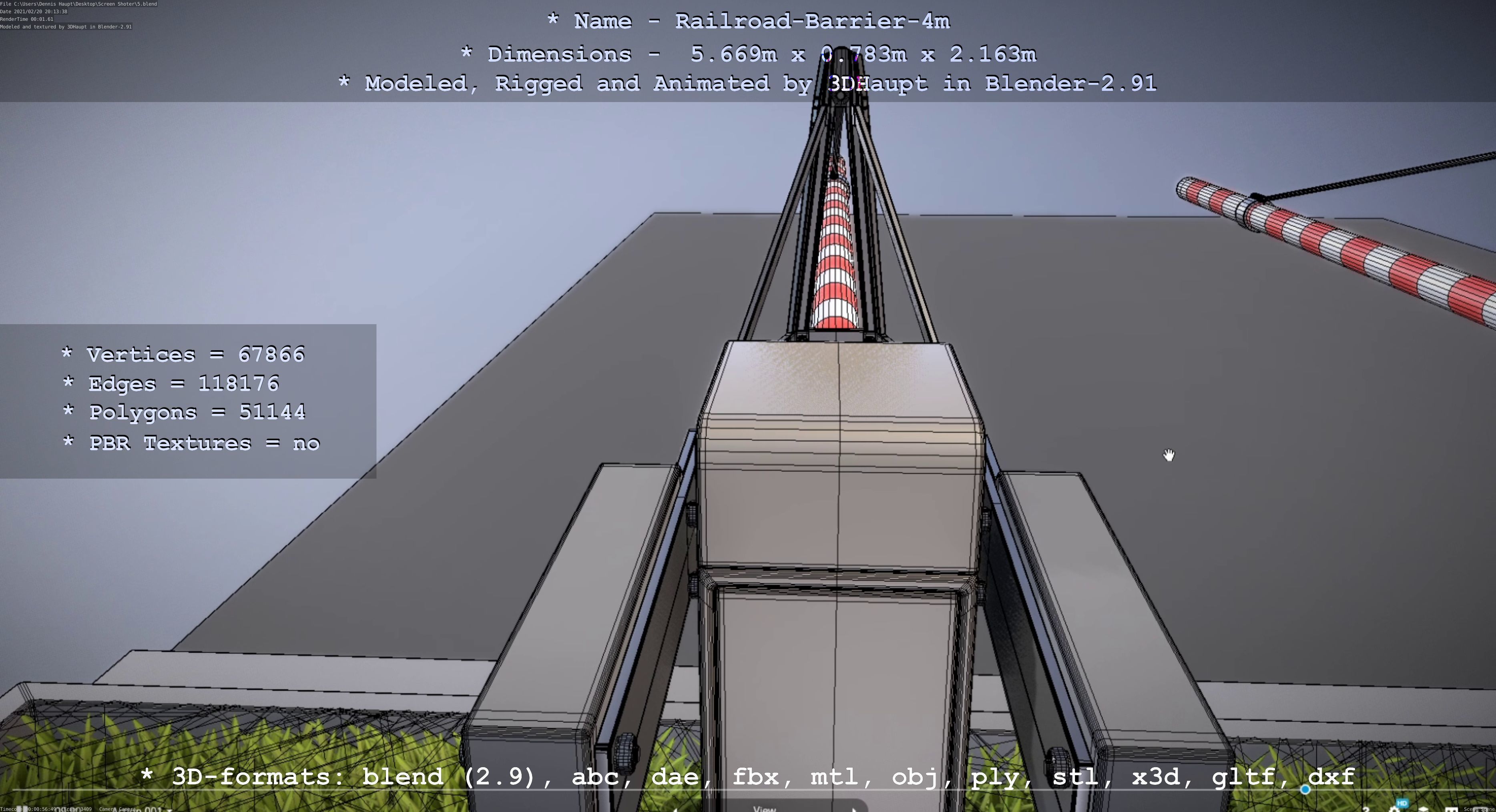 Railroad Barrier 4m High-Poly 3D model_77