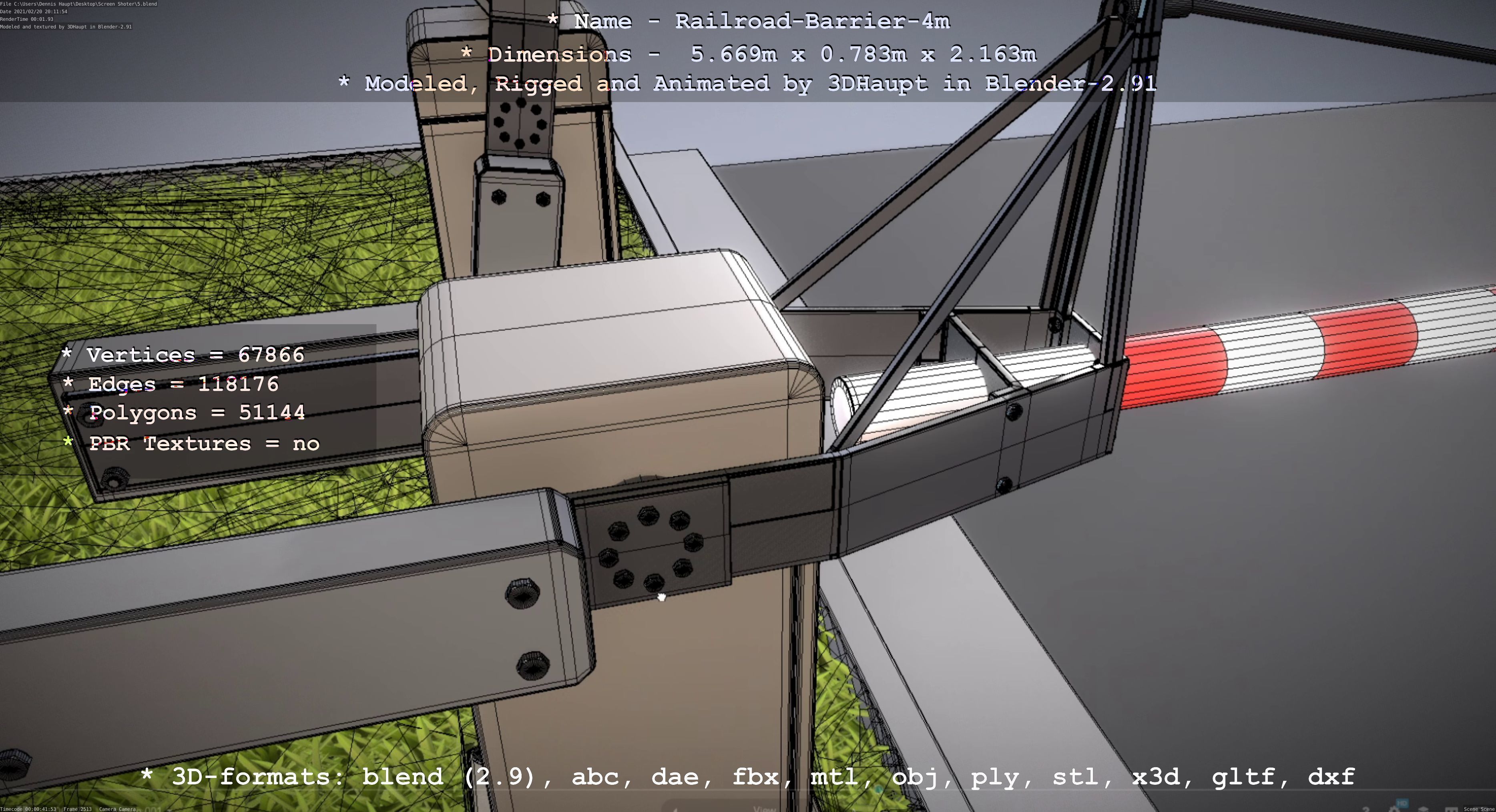 Railroad Barrier 4m High-Poly 3D model_54