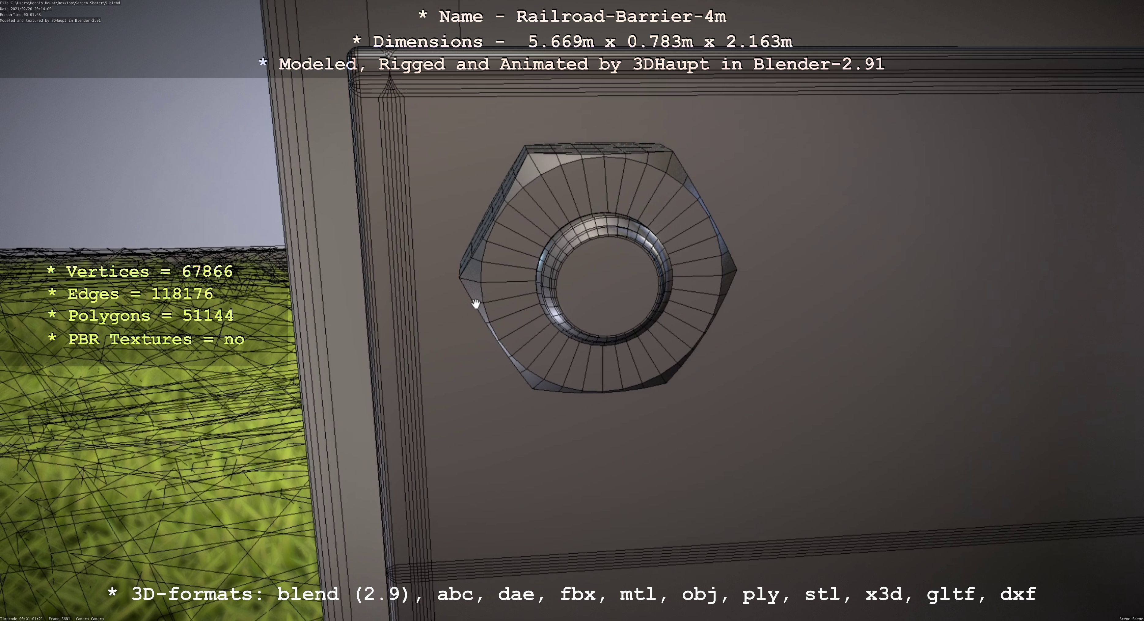 Railroad Barrier 4m High-Poly 3D model_19