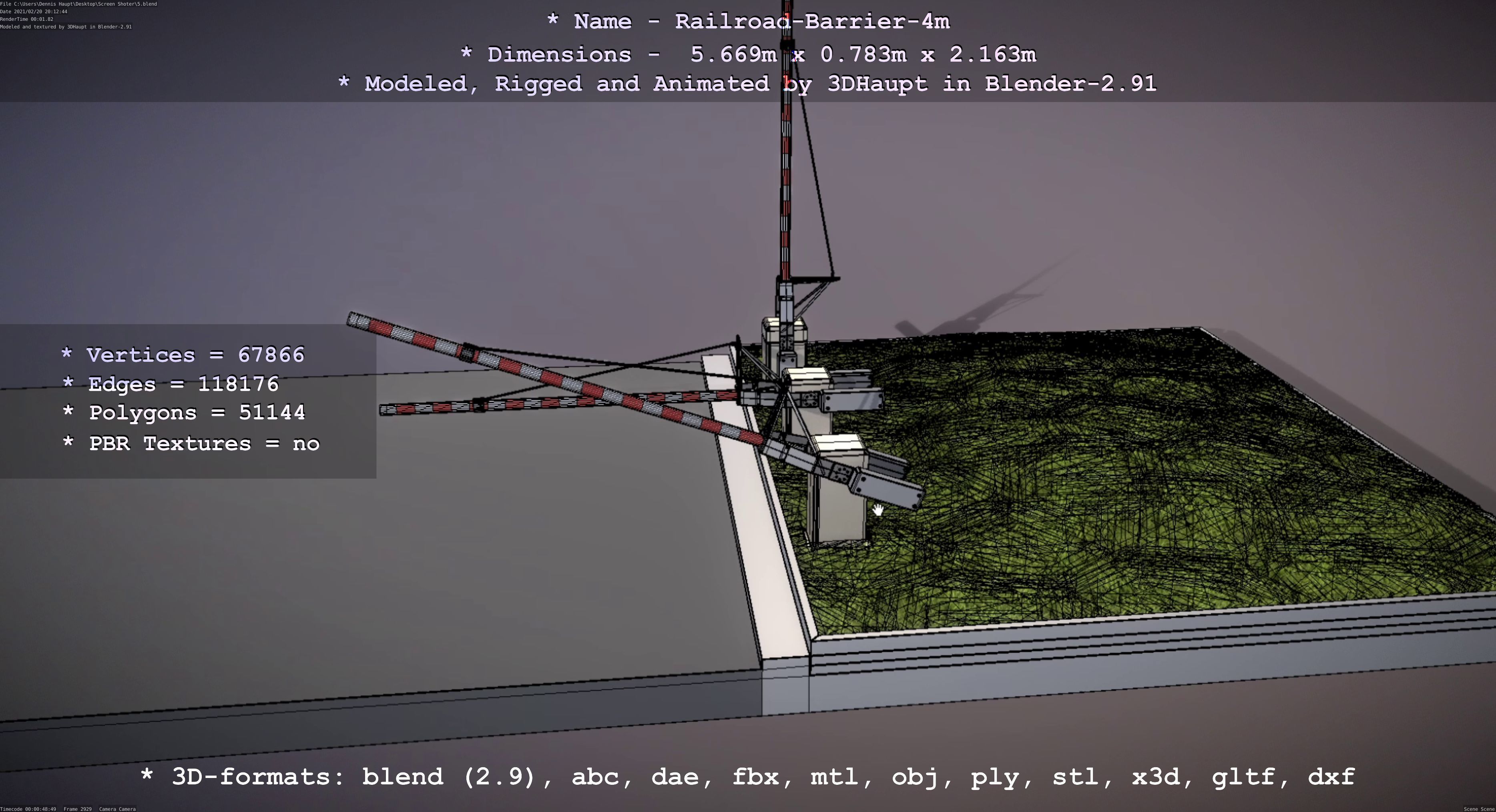 Railroad Barrier 4m High-Poly 3D model_67