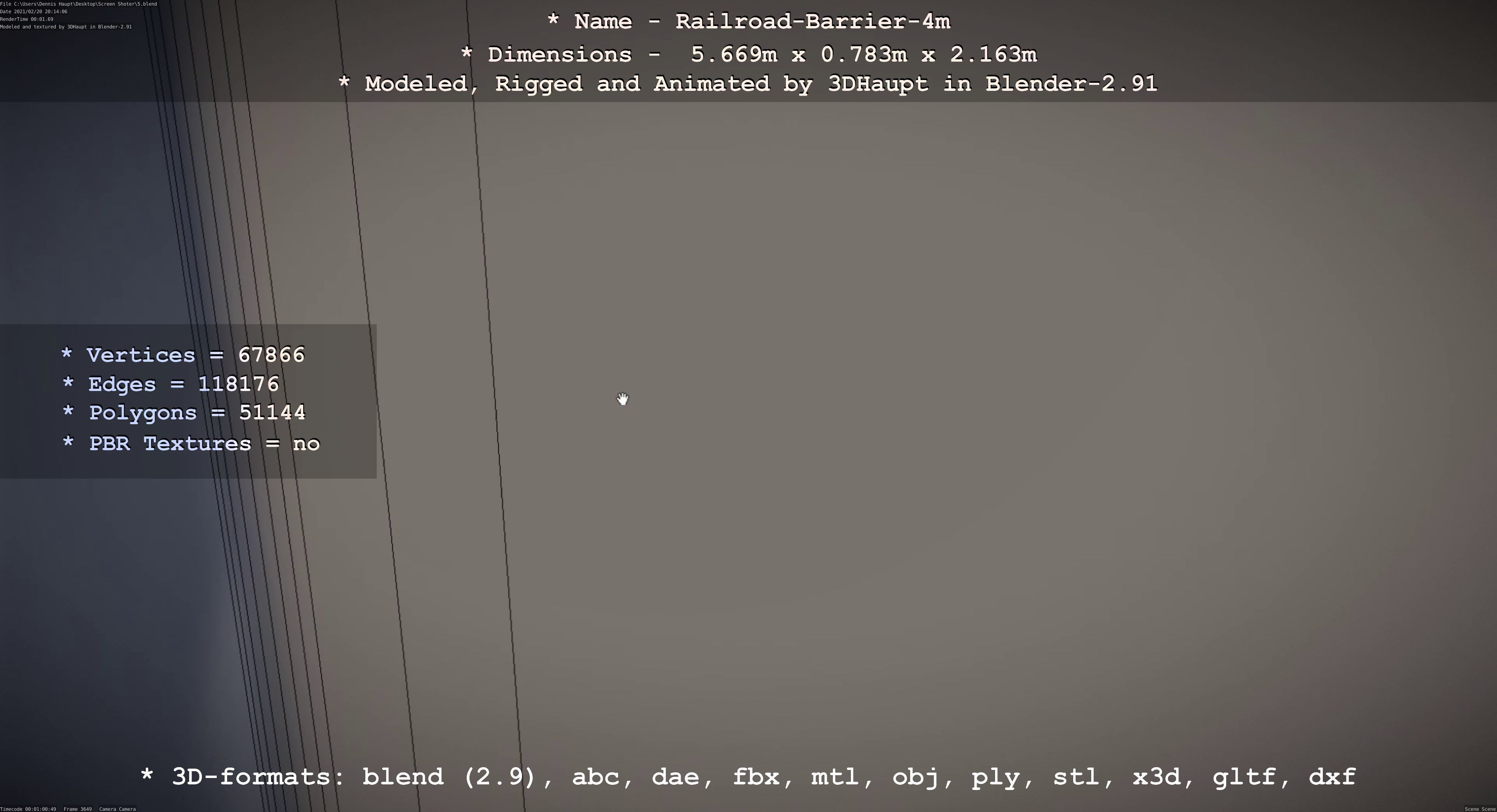 Railroad Barrier 4m High-Poly 3D model_75