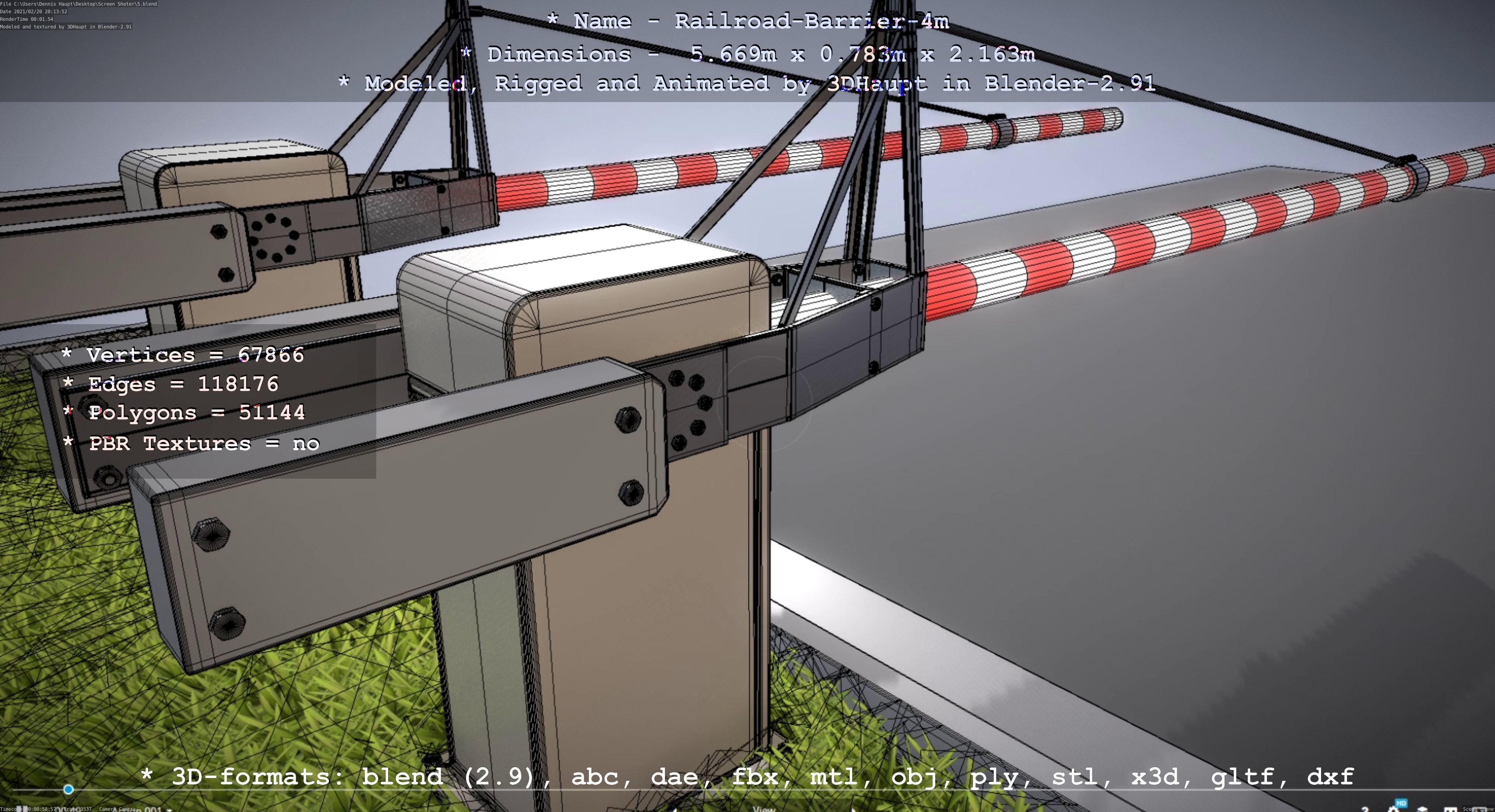 Railroad Barrier 4m High-Poly 3D model_18