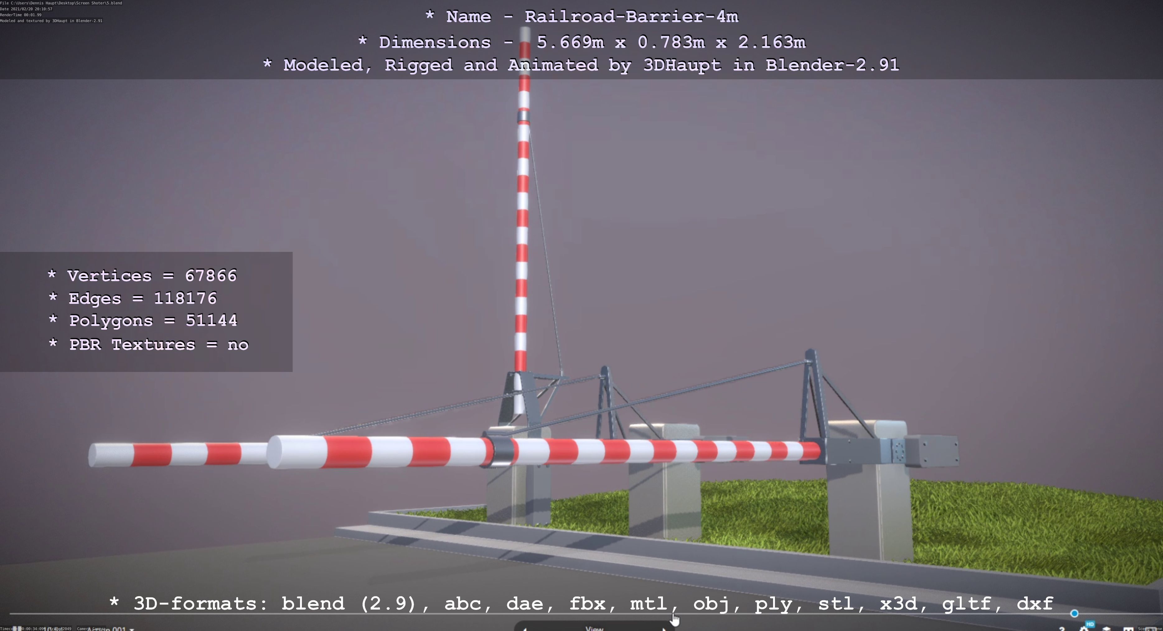 Railroad Barrier 4m High-Poly 3D model_40