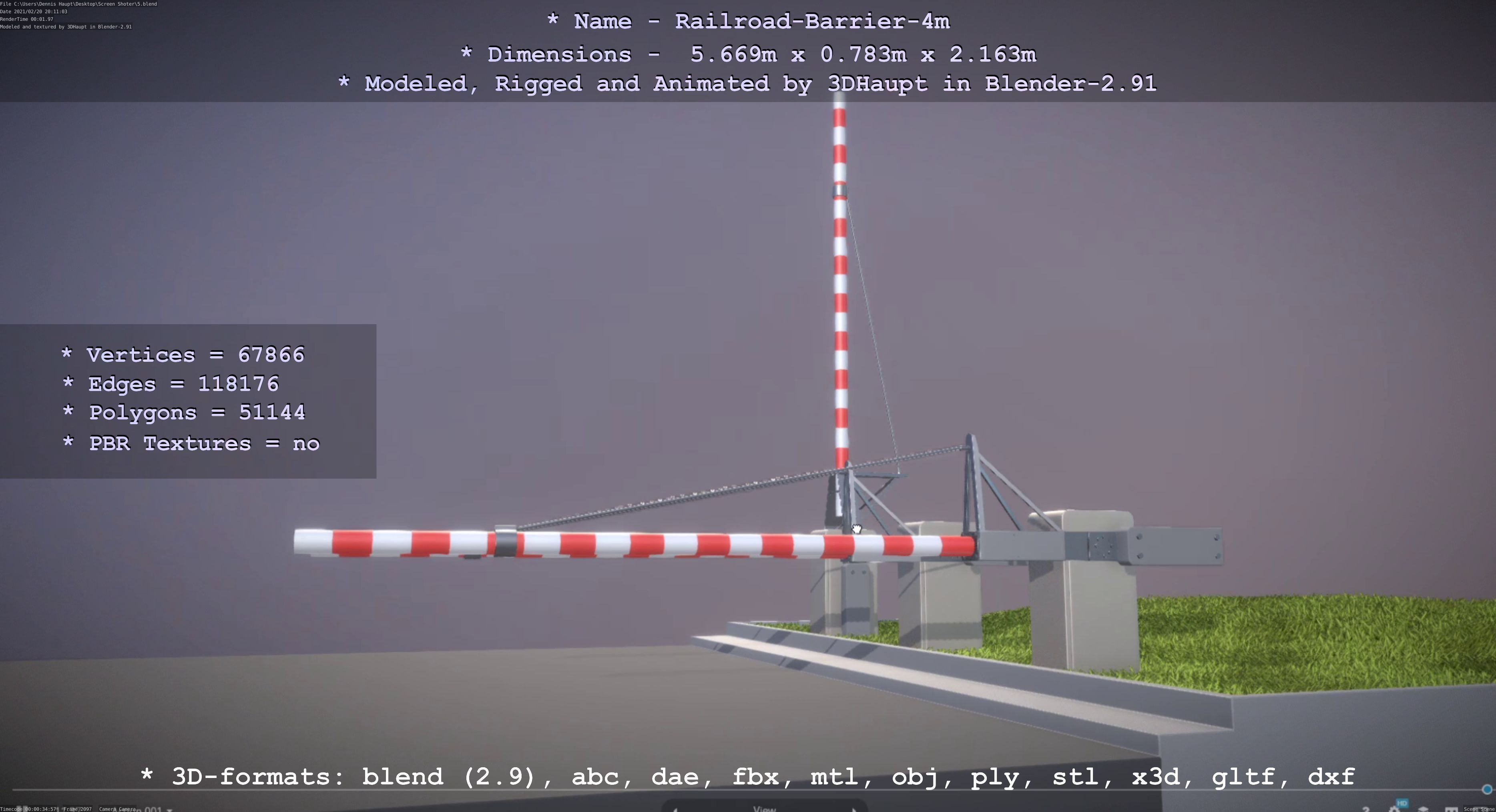 Railroad Barrier 4m High-Poly 3D model_42