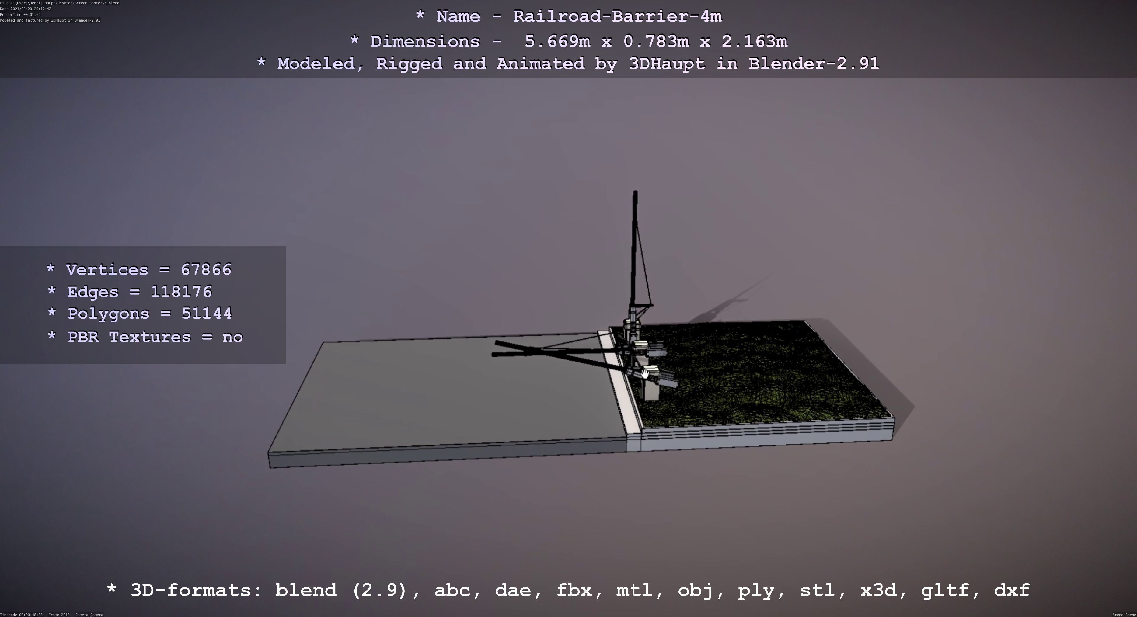 Railroad Barrier 4m High-Poly 3D model_64