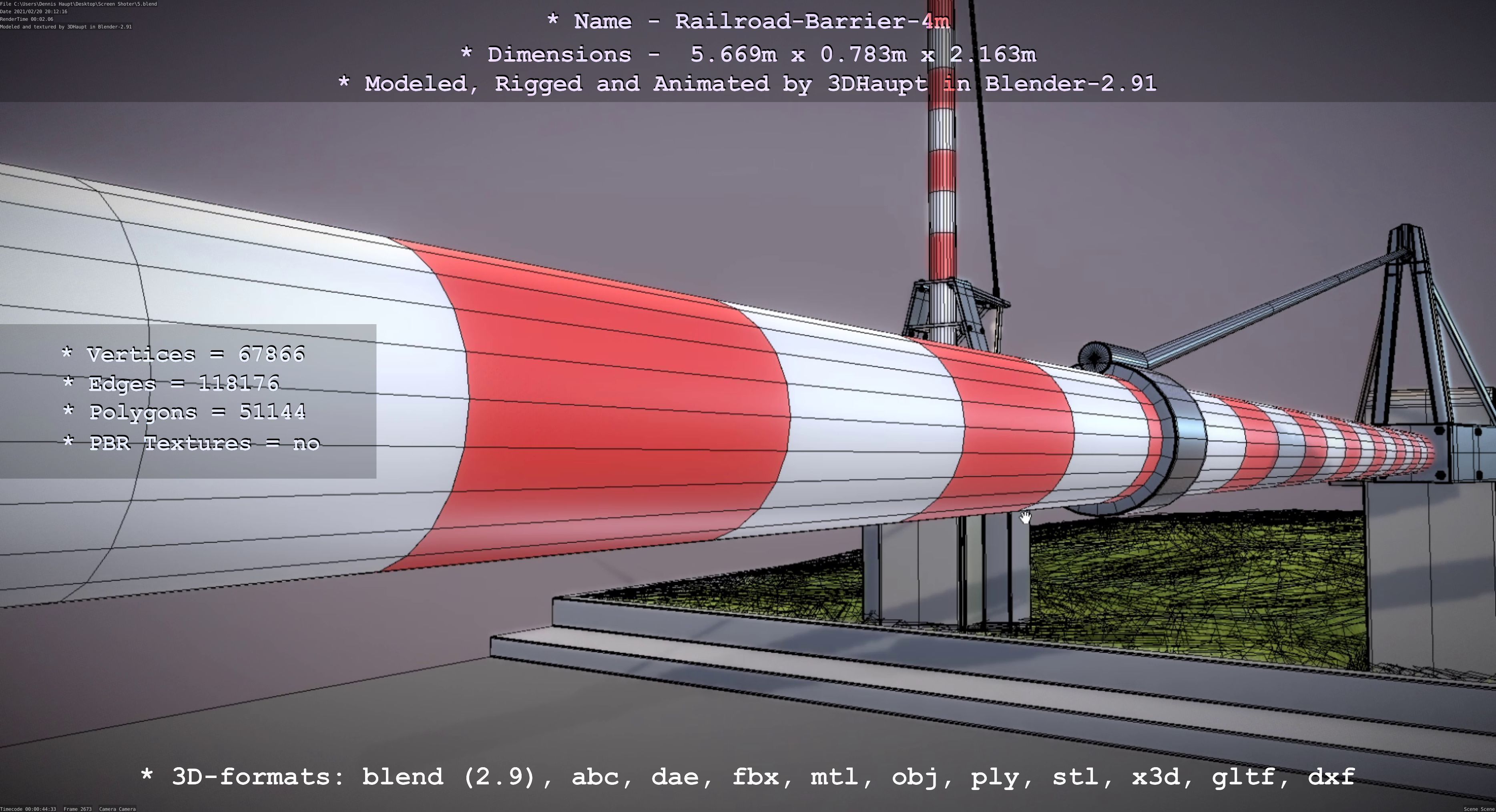 Railroad Barrier 4m High-Poly 3D model_12