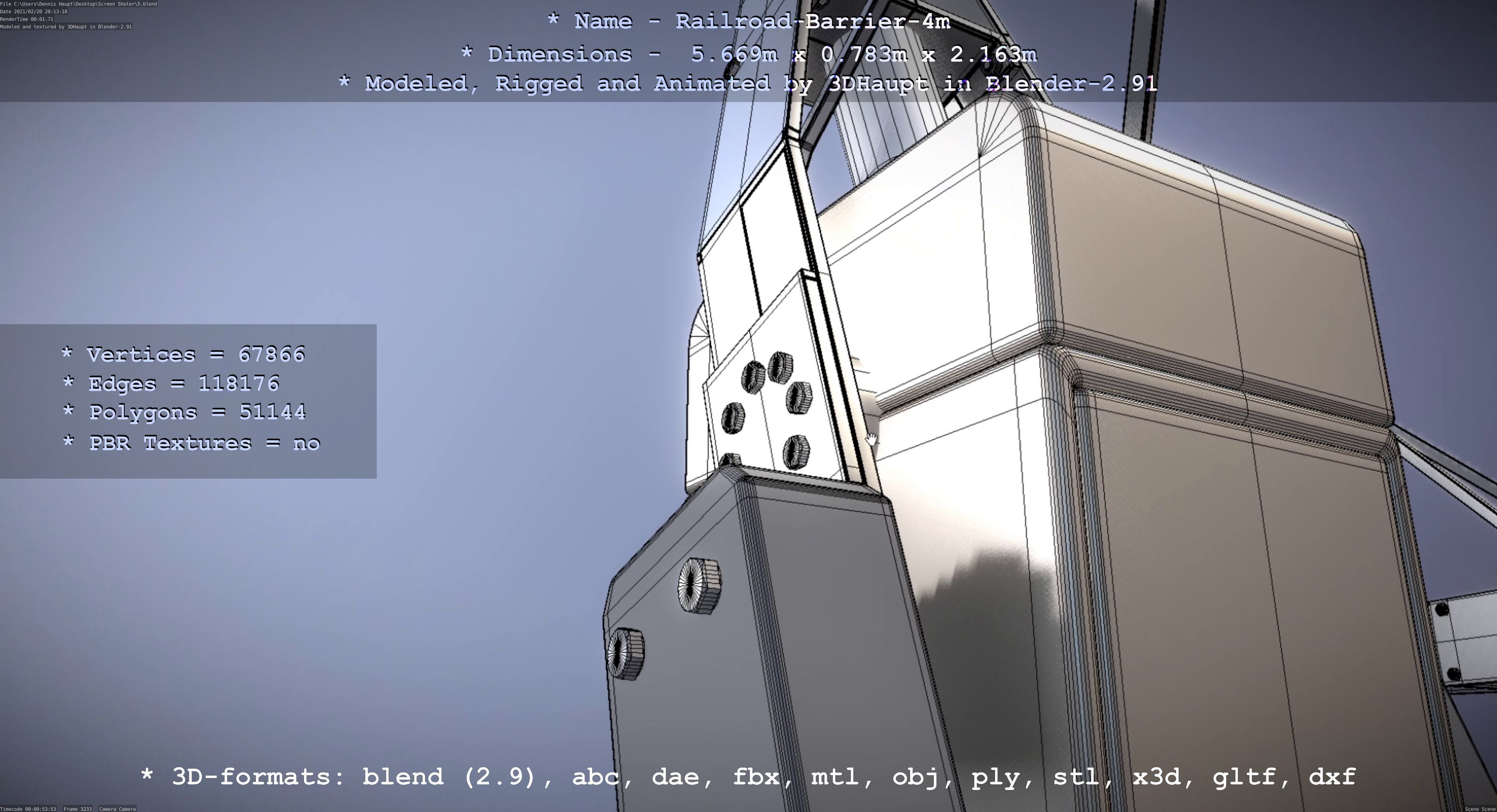 Railroad Barrier 4m High-Poly 3D model_74